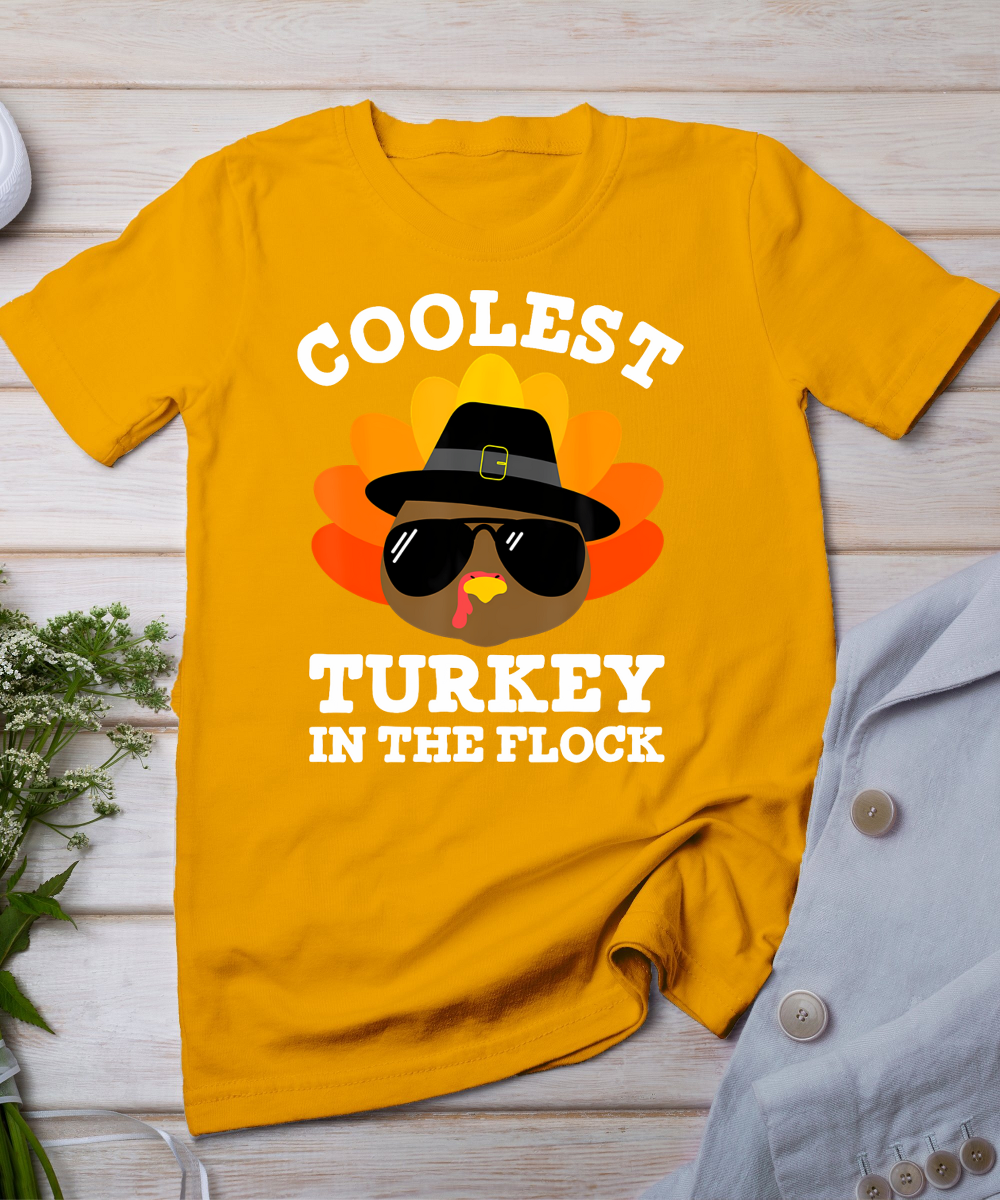 Thanksgiving For Men Boys Toddler Kids Coolest Turkey T-Shirt