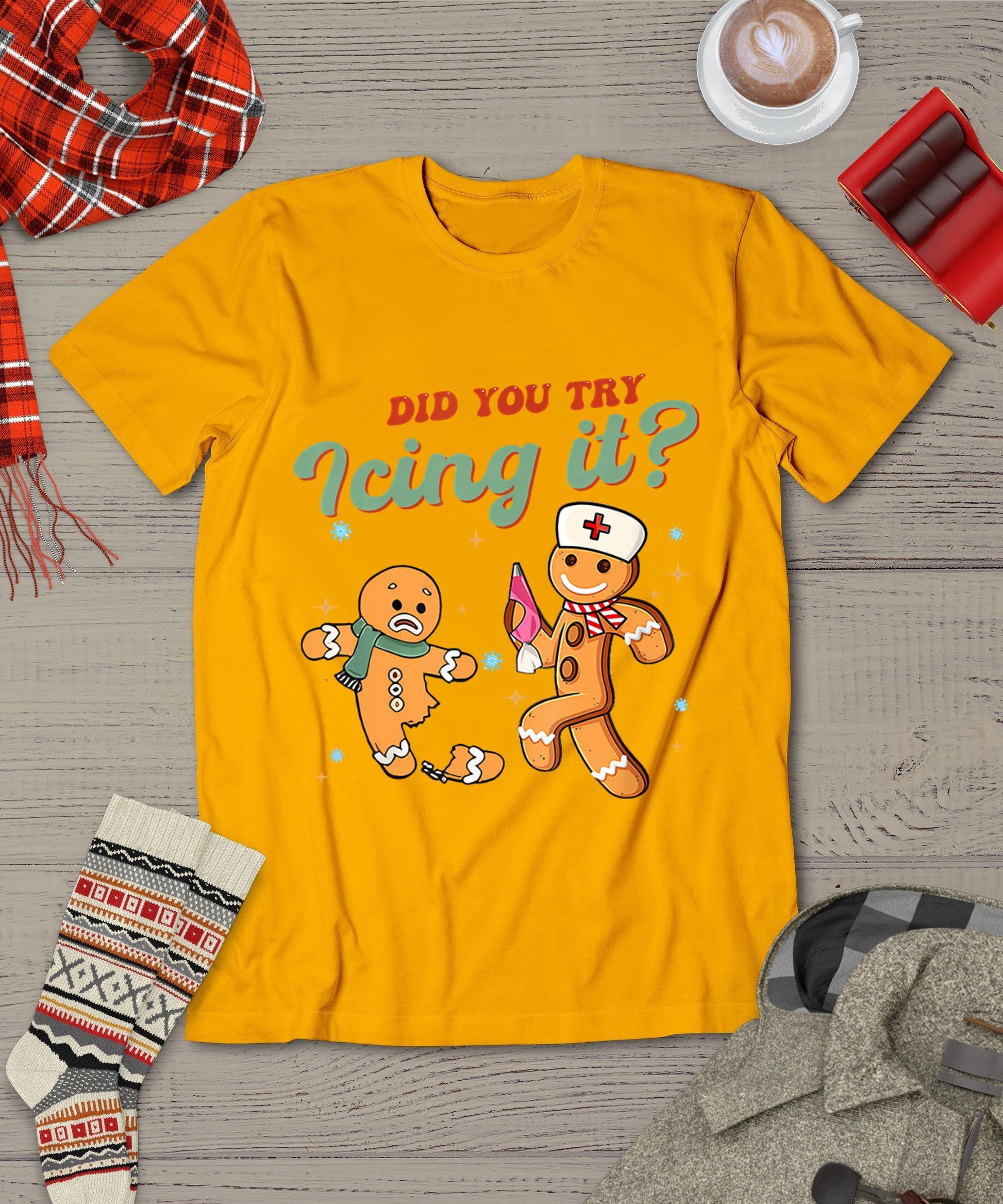 Funny Christmas Nurse Did You Try Icing It Gingerbread Man T-Shirt