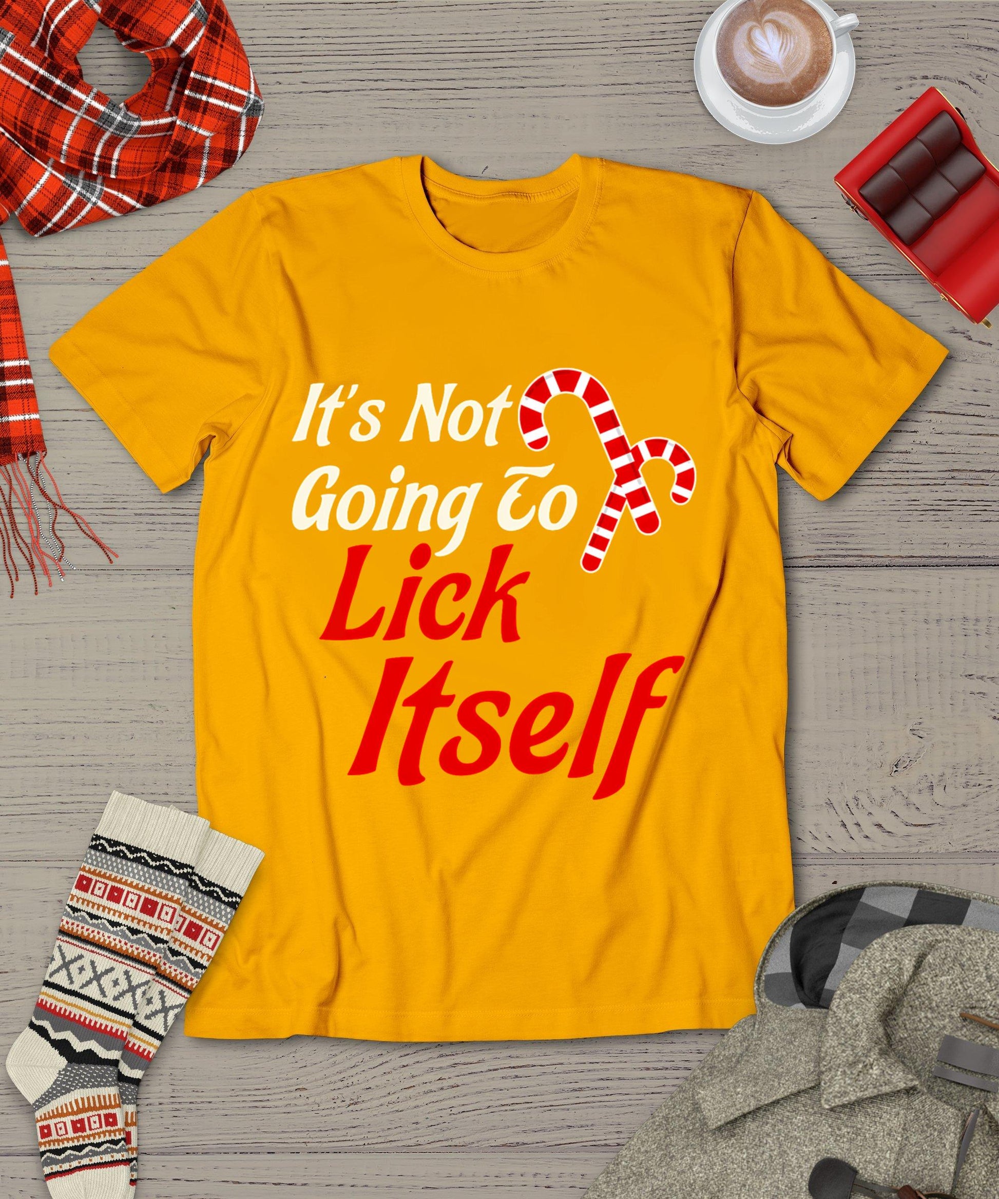 It's Not Going To Lick Itself Adult Short Sleeve Funny Christmas T-Shirt