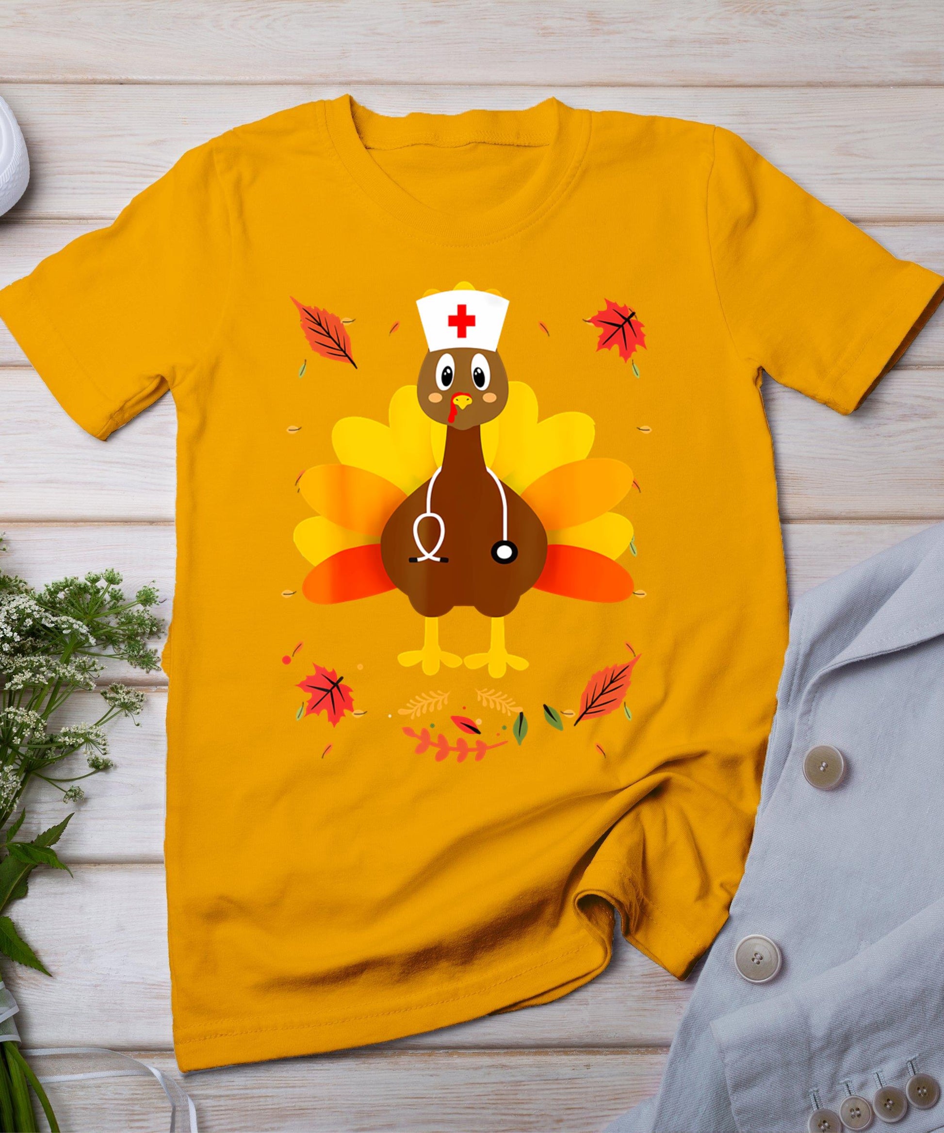 Thanksgiving Scrub Tops Women Turkey Nurse Holiday Nursing T-Shirt