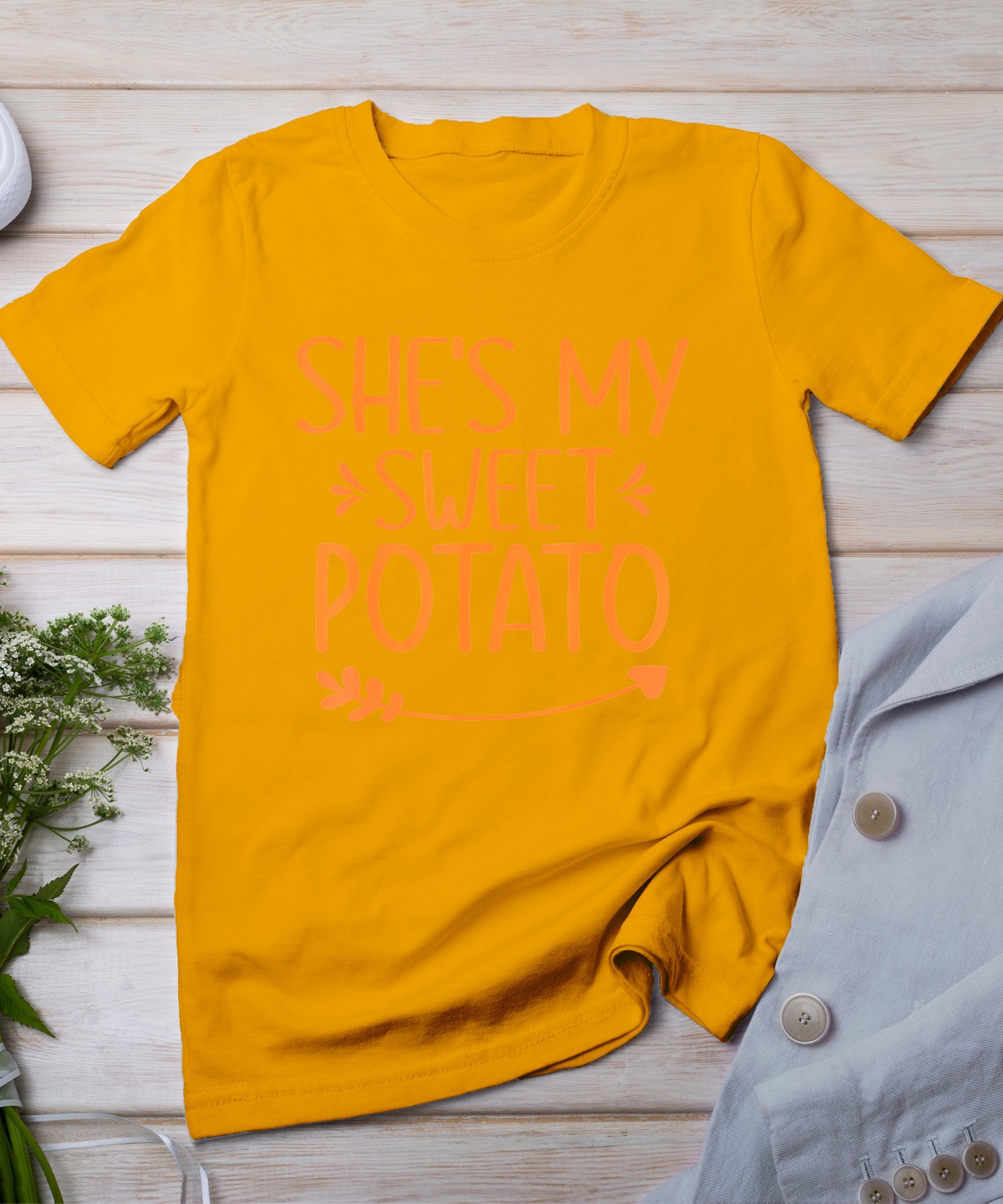 Thanksgiving Matching Couples Outfit Sweet Potato Yes I Yam T-Shirt