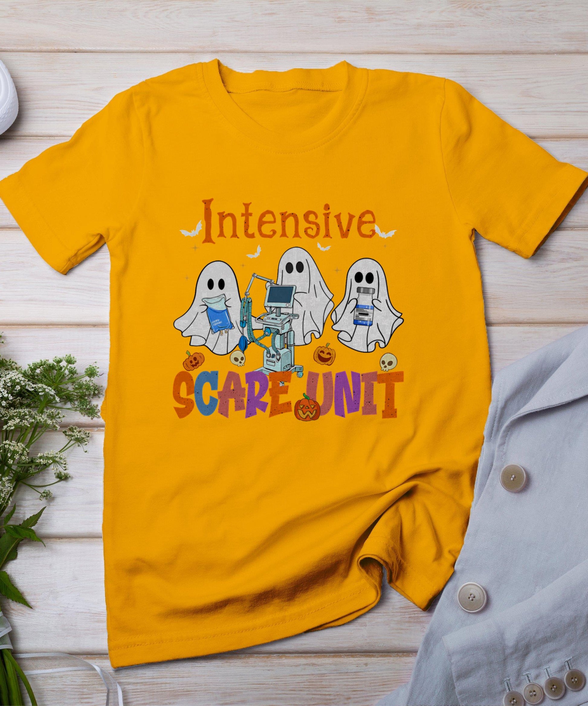 Halloween Intensive Care Scare Unit Ghost Nurse Icu Nursing T-Shirt