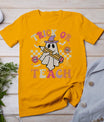 Trick Or Teach Groovy Teacher Halloween Retro Floral Ghost T-Shirt