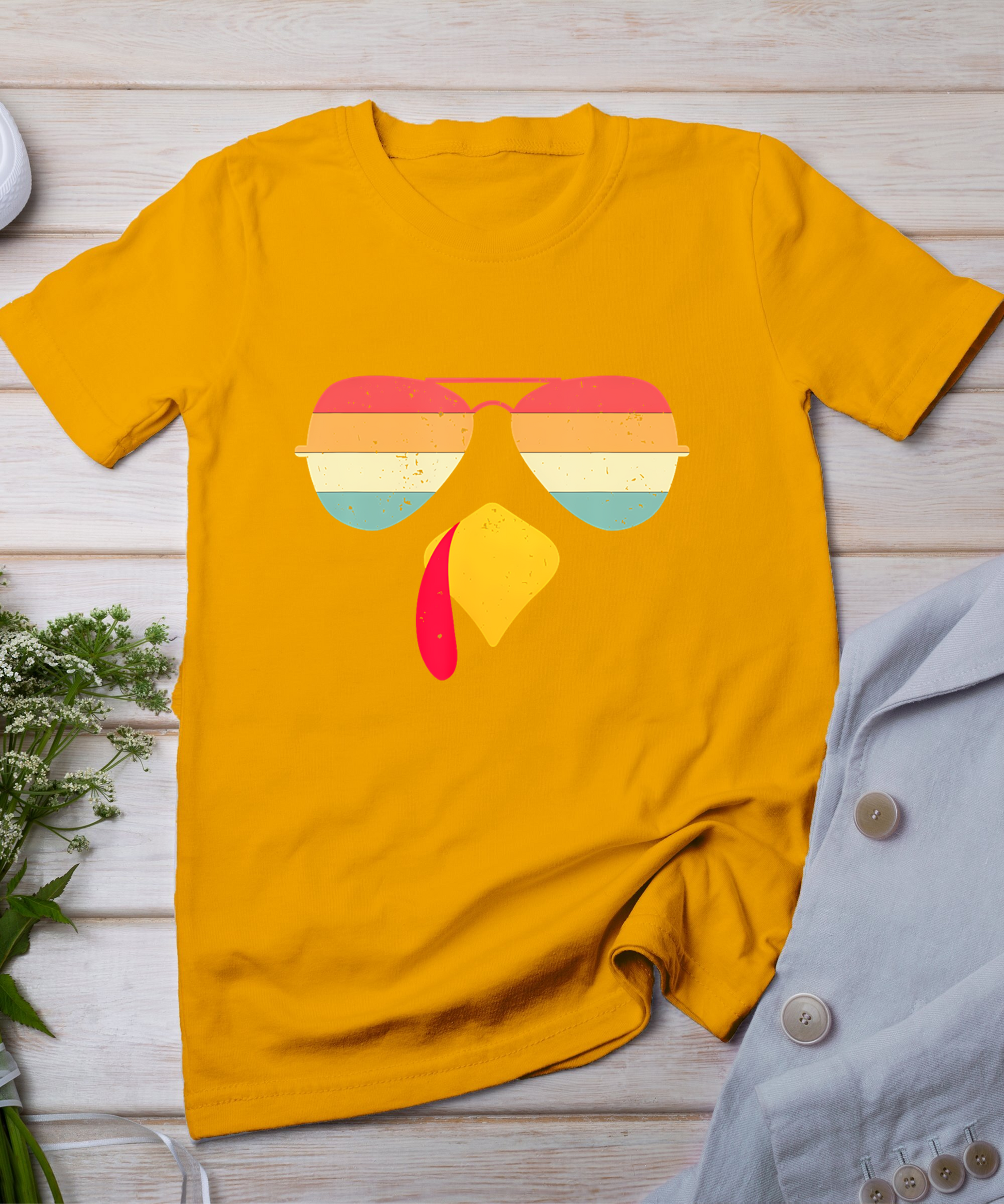 Cool Turkey Face With Sunglasses Funny Thanksgiving For Boys T-Shirt