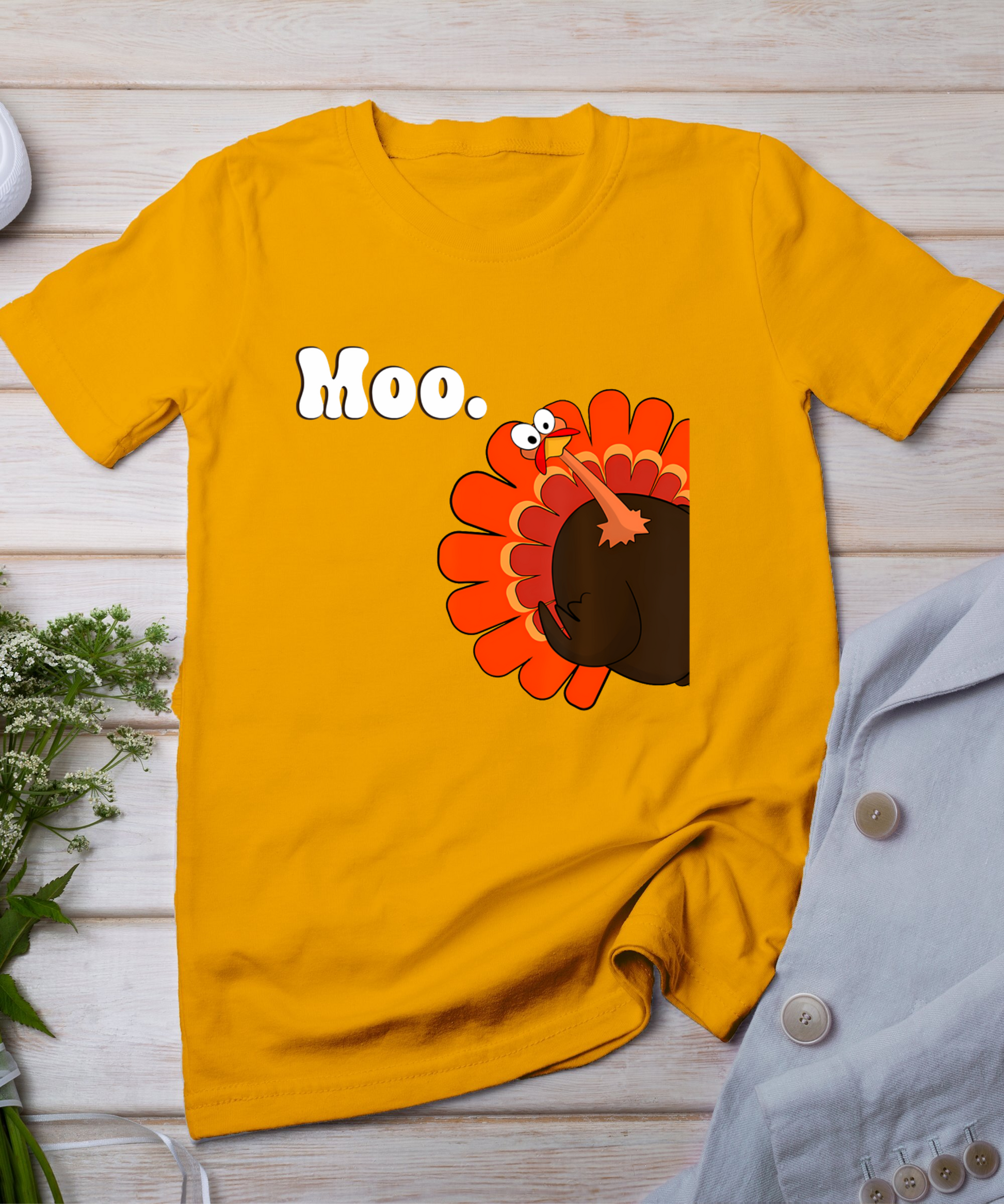 Turkey Moo Funny Thanksgiving T-Shirt