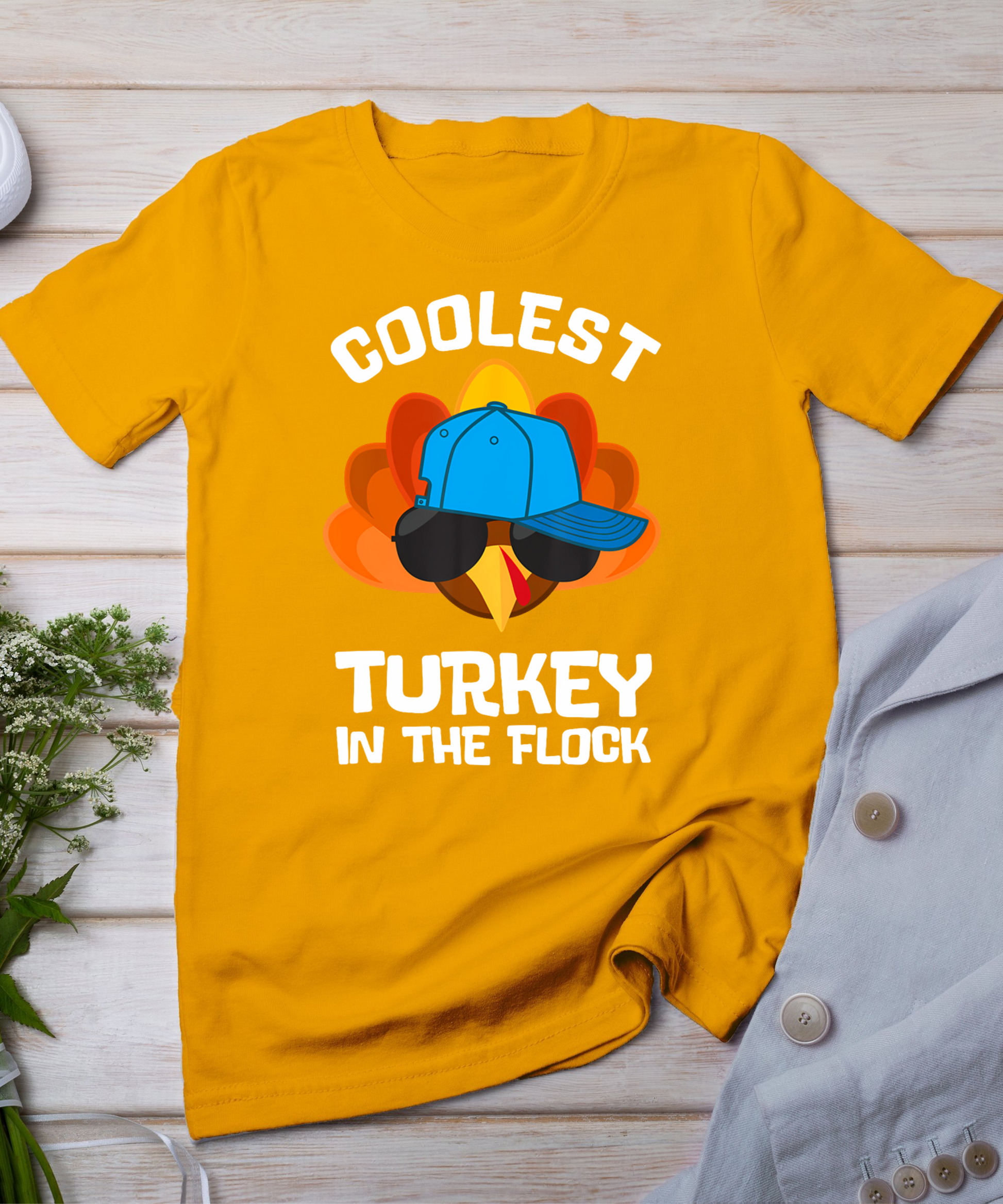 Coolest Turkey - Thanksgiving Toddler Kids Girls Boys Turkey T-Shirt