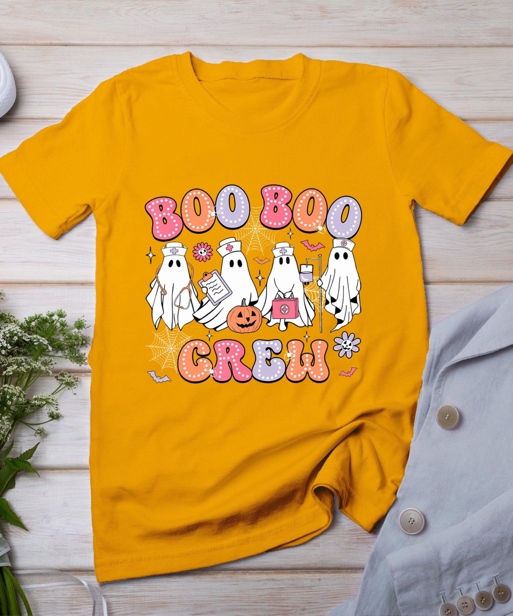 Groovy Boo Boo Crew Nurse Funny Ghost Women Halloween Nurse T-Shirt