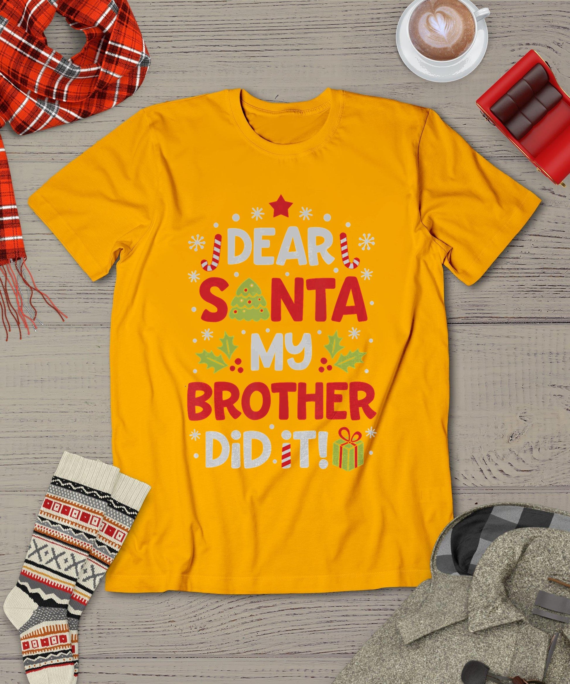 Dear Santa My Brother Did It Funny Christmas Girls Kids Boys T-Shirt