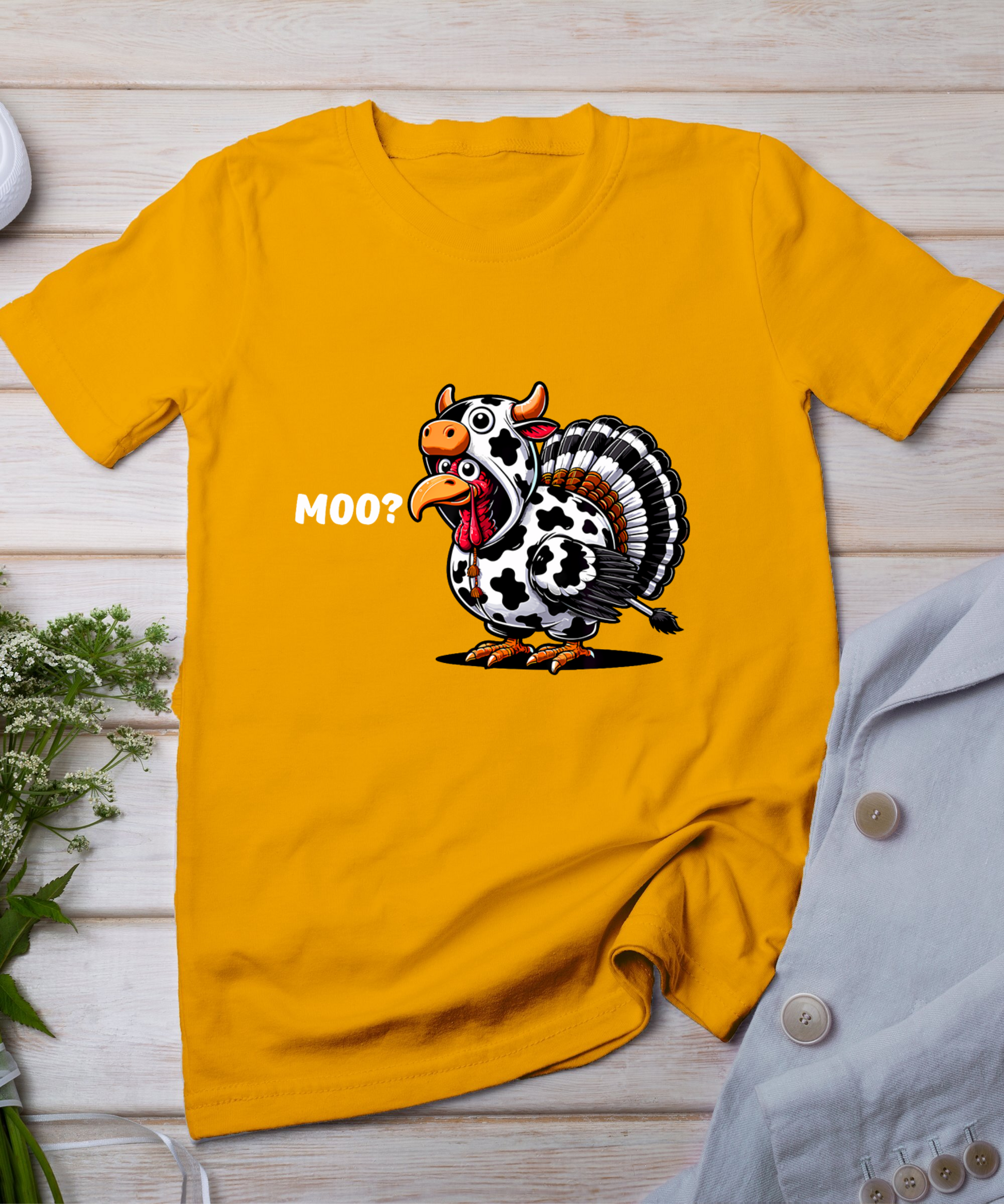 Turkey Moo Funny Thanksgiving T-Shirt