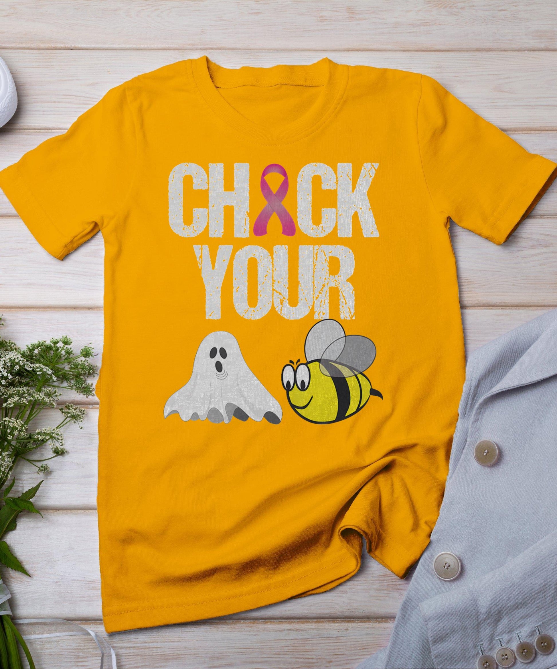 Check Your Boo Bees Shirt Funny Breast Cancer Halloween Gift T-Shirt