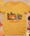 Hello Fall Pumpkin Love Fall Y'All Leopard Peace Love Fall T-Shirt