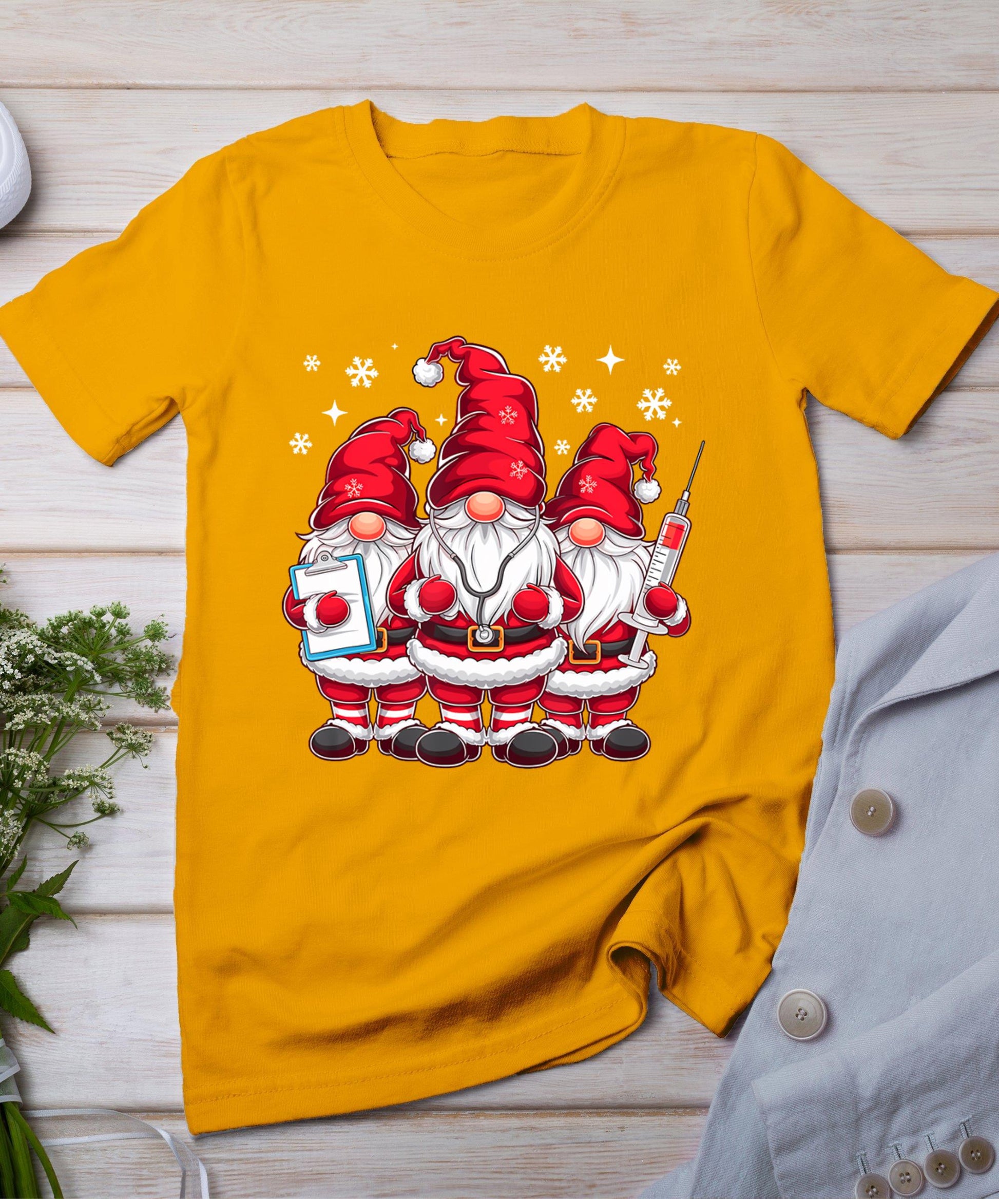 Cute Nursing Christmas Gnomes Xmas Medical Scrub Top Nurse T-Shirt