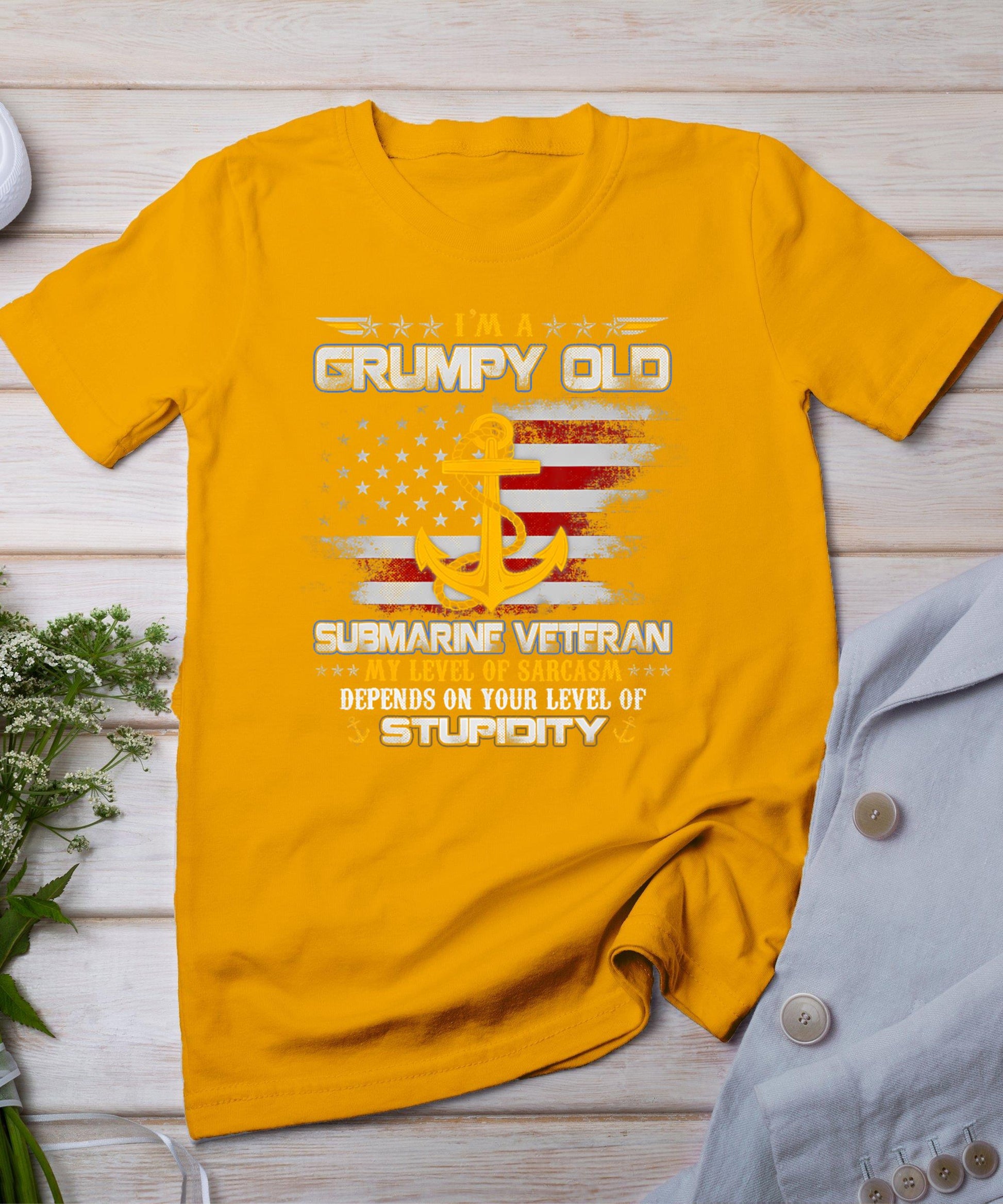 I'm A Grumpy Old Submarine Veteran Submariner Flag Vintage T-Shirt