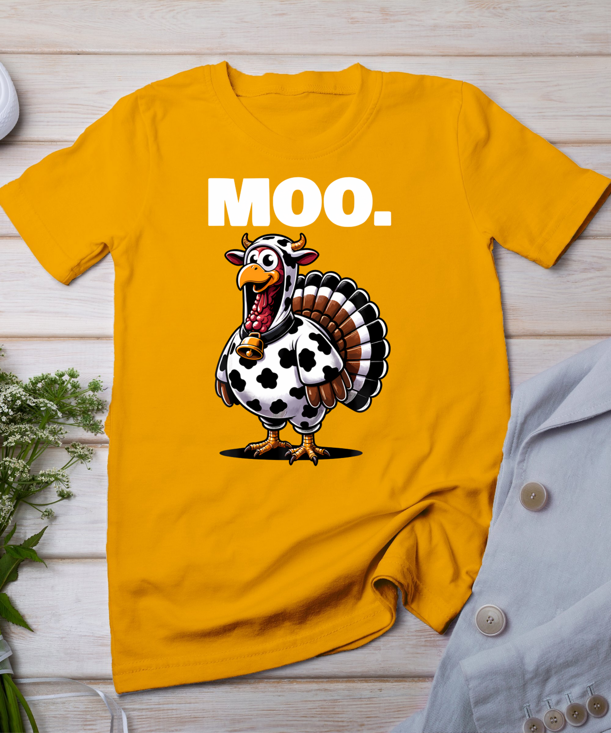 Turkey Moo Funny Thanksgiving Long Sleeve T-Shirt