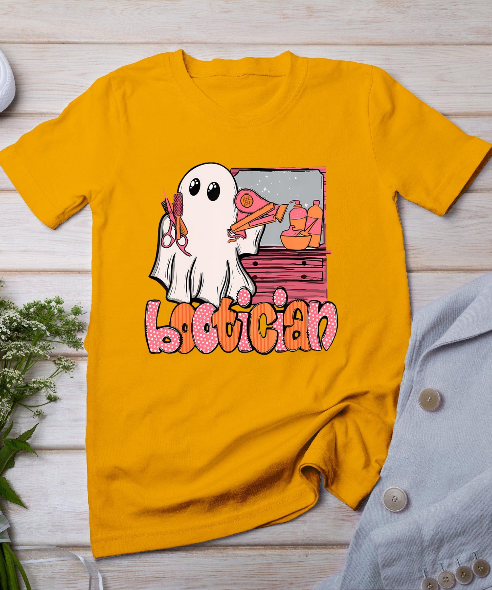 Bootician Funny Beautician Halloween Ghost Hair Stylist T-Shirt