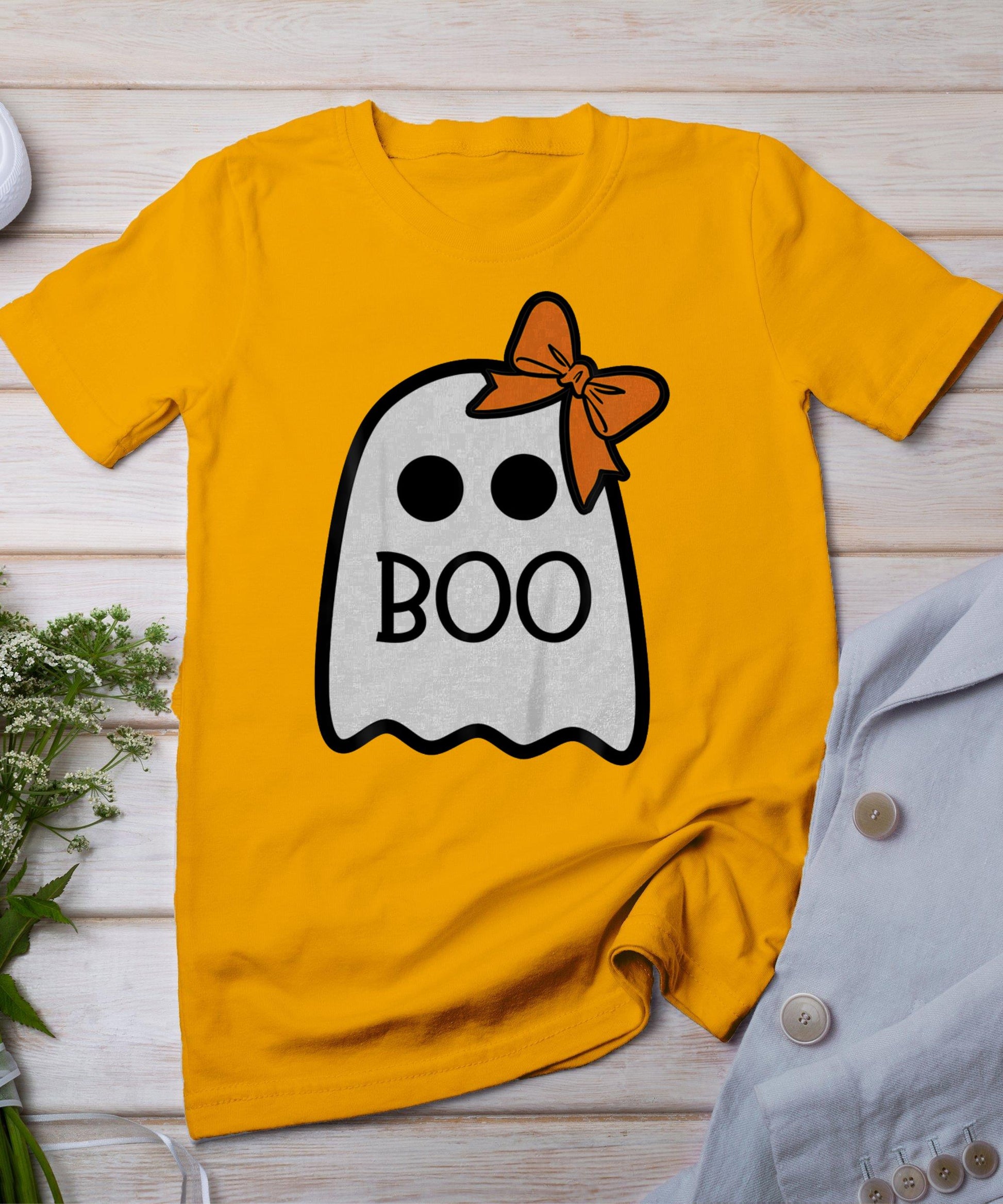 Toddler Ghost With Bow Boo Girls Halloween T-Shirt