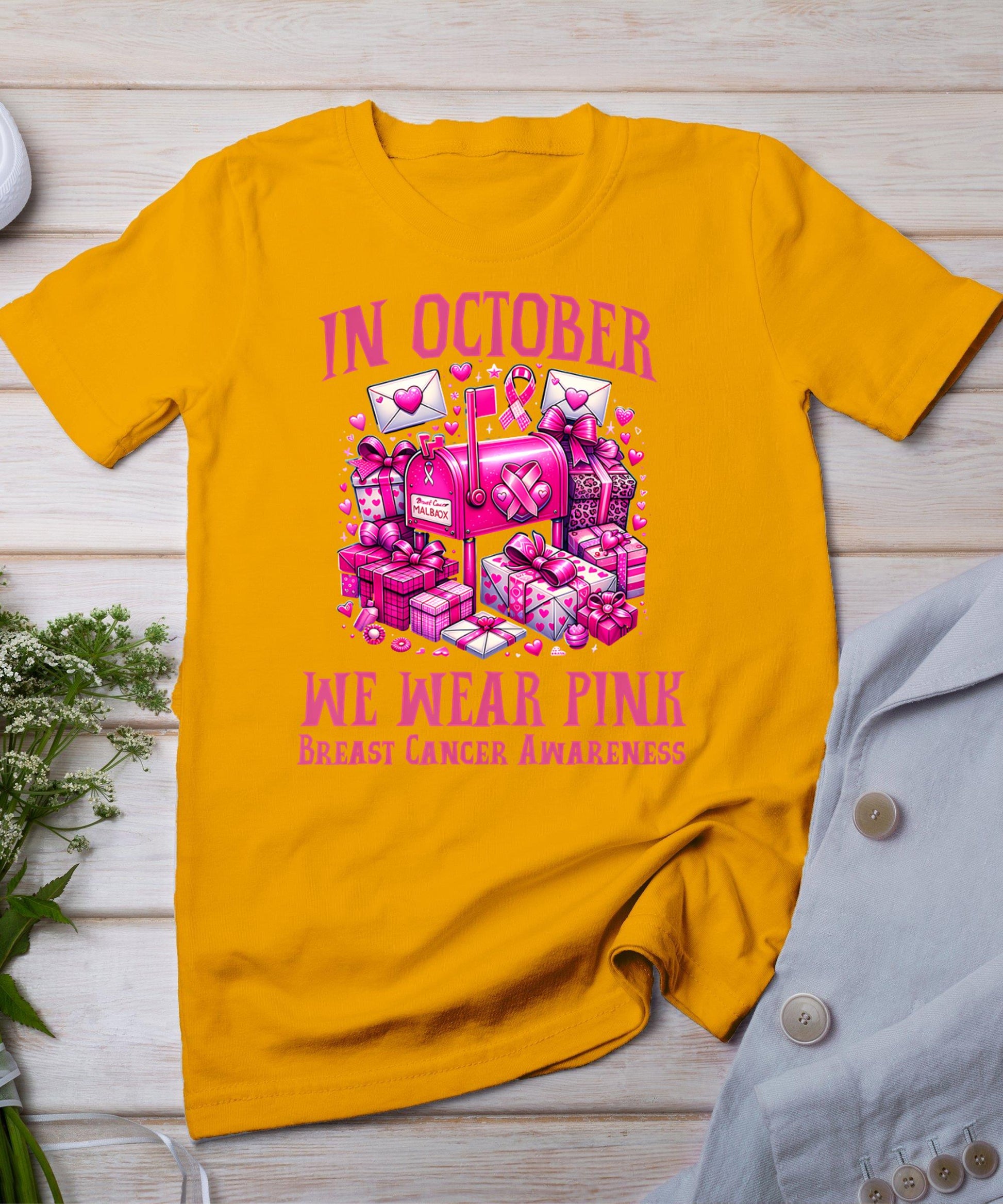 October We Wear Pink Breast Cancer Awareness Postal Worker T-Shirt