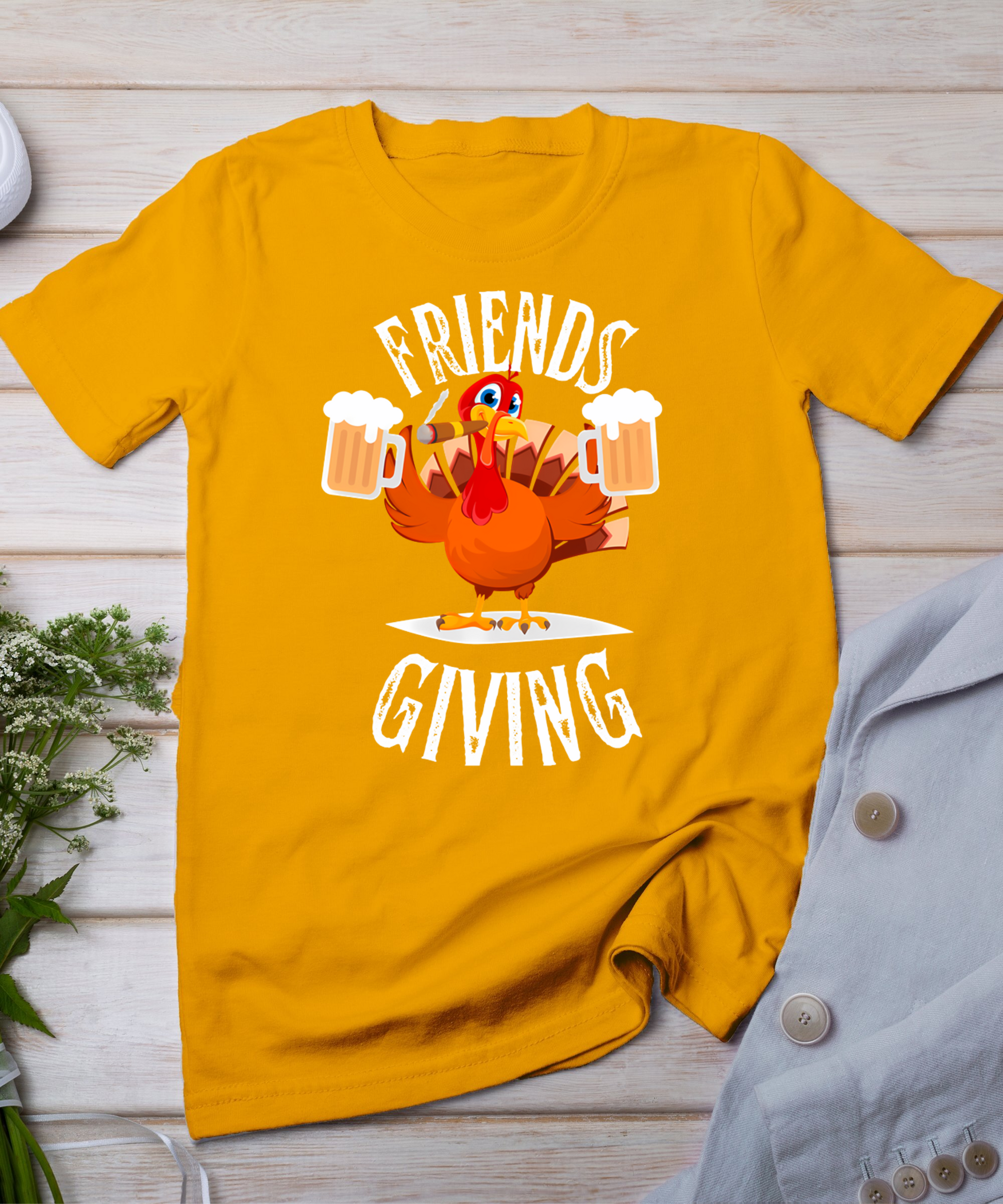 Happy Friendsgiving Turkey Friends Giving Funny Thanksgiving T-Shirt