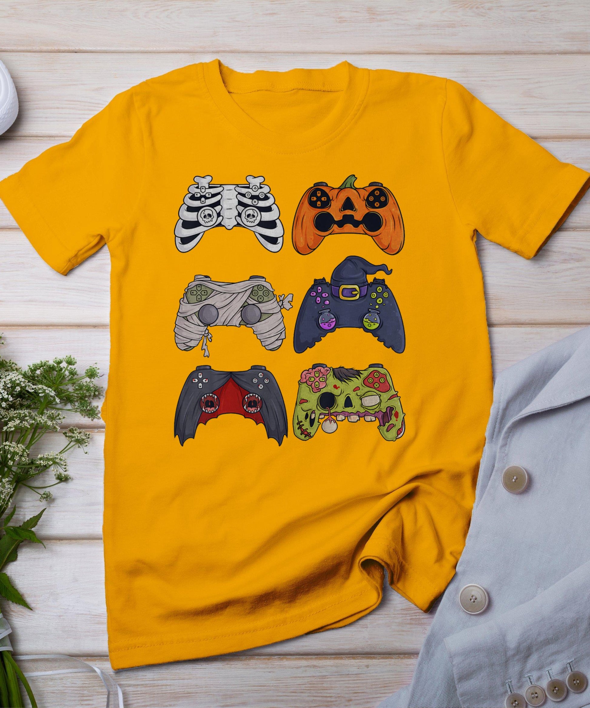 Halloween Skeleton Zombie Gaming Controllers Mummy Boys Kids T-Shirt