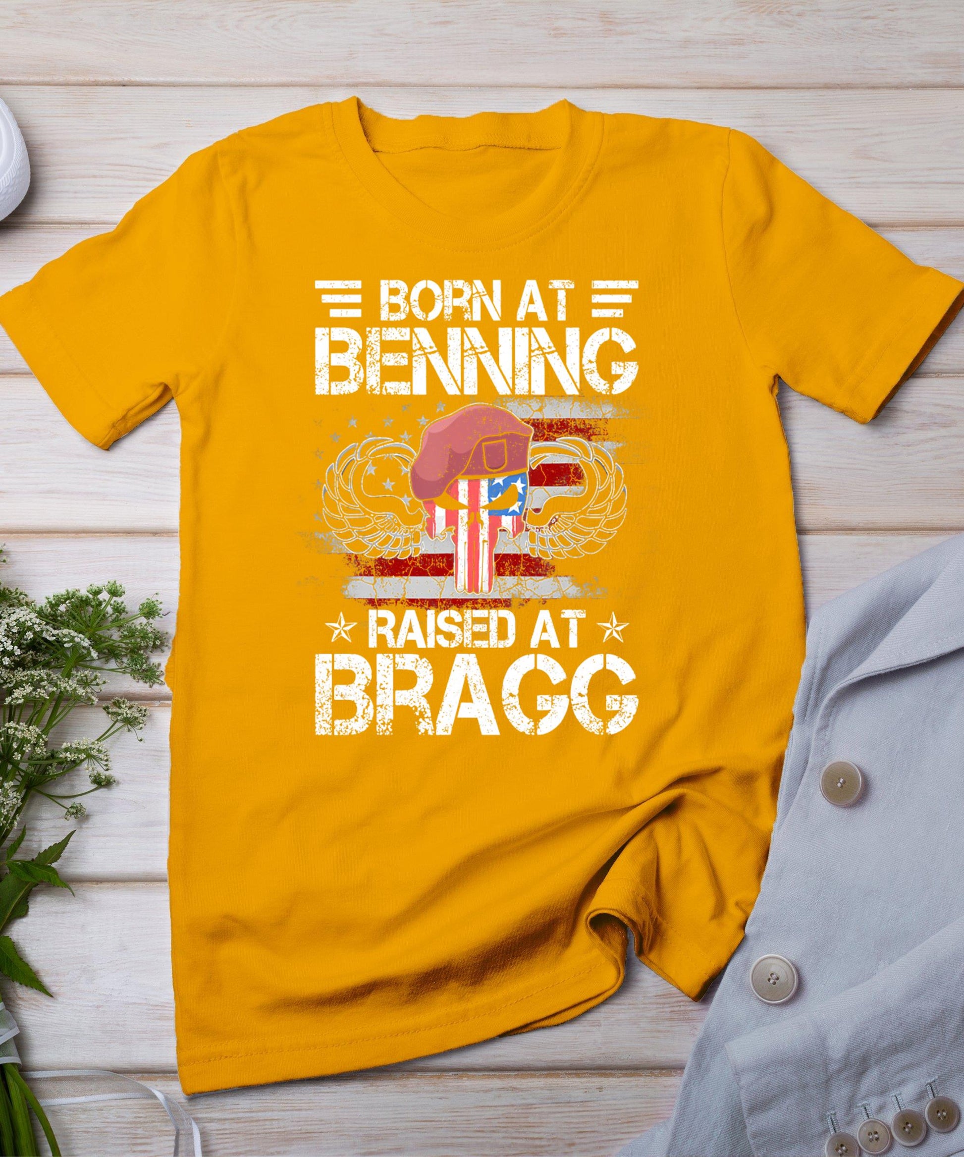 Born At Ft Benning Raised Fort Bragg Airborne Veterans Day T-Shirt