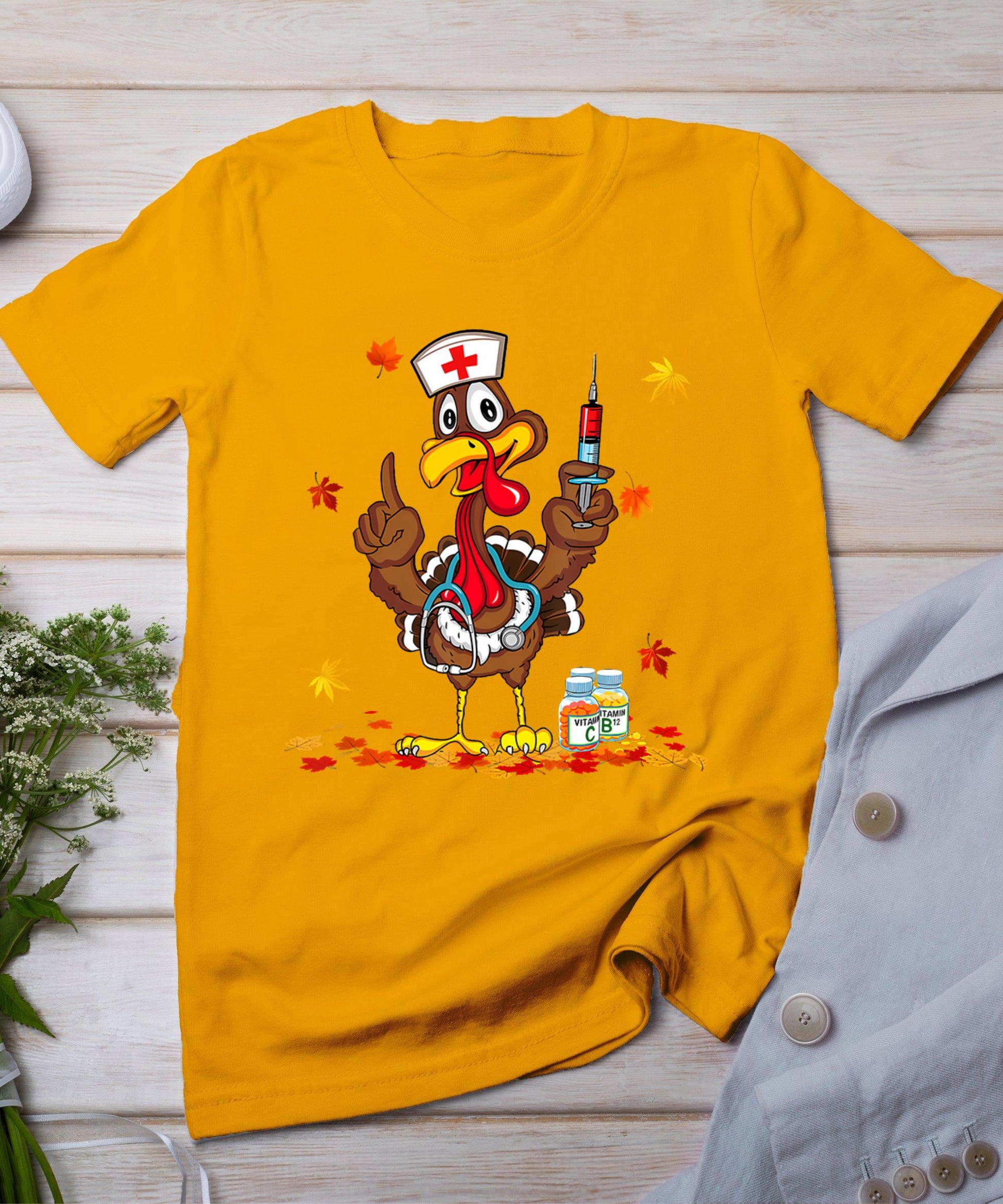 Thanksgiving Scrub Tops Women Turkey Nurse Holiday Nursing T-Shirt