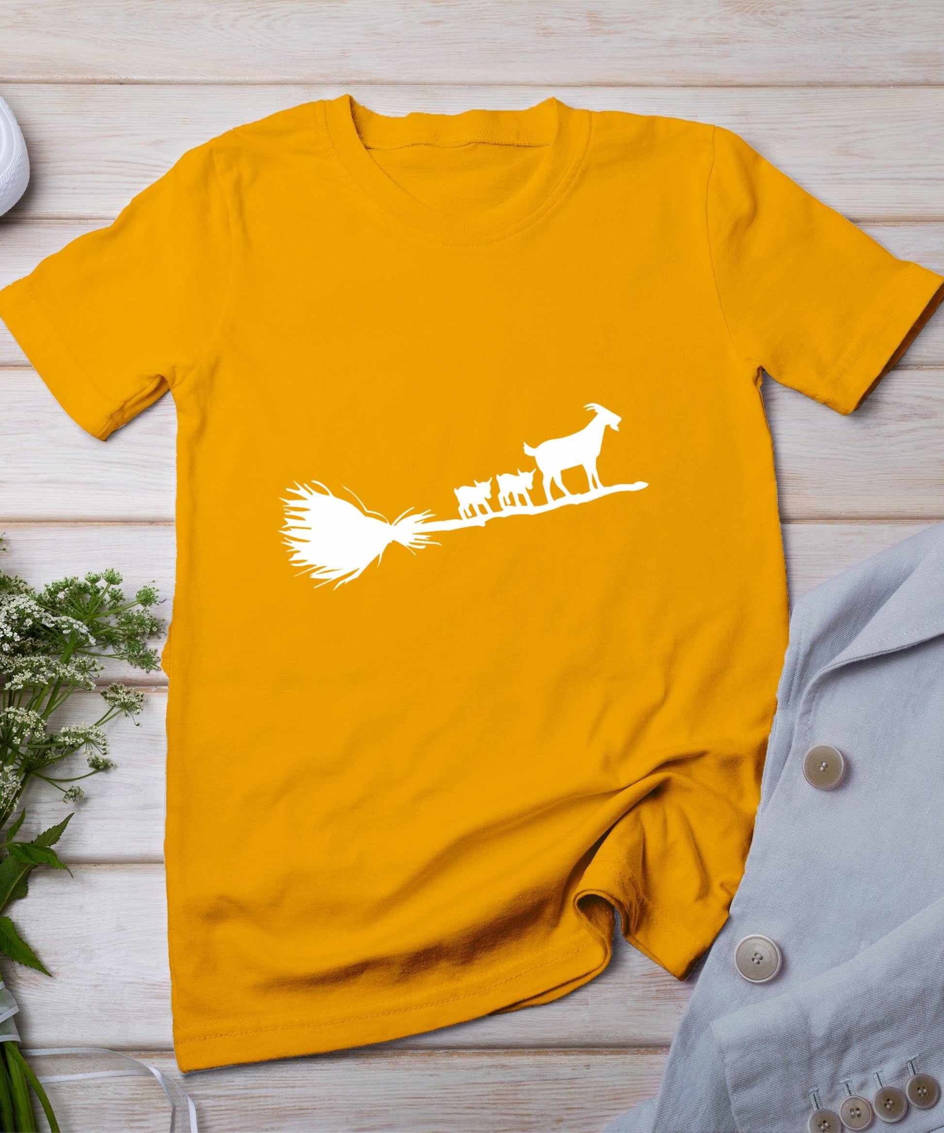 Flying Halloween Goats With Baby Goat T-Shirt