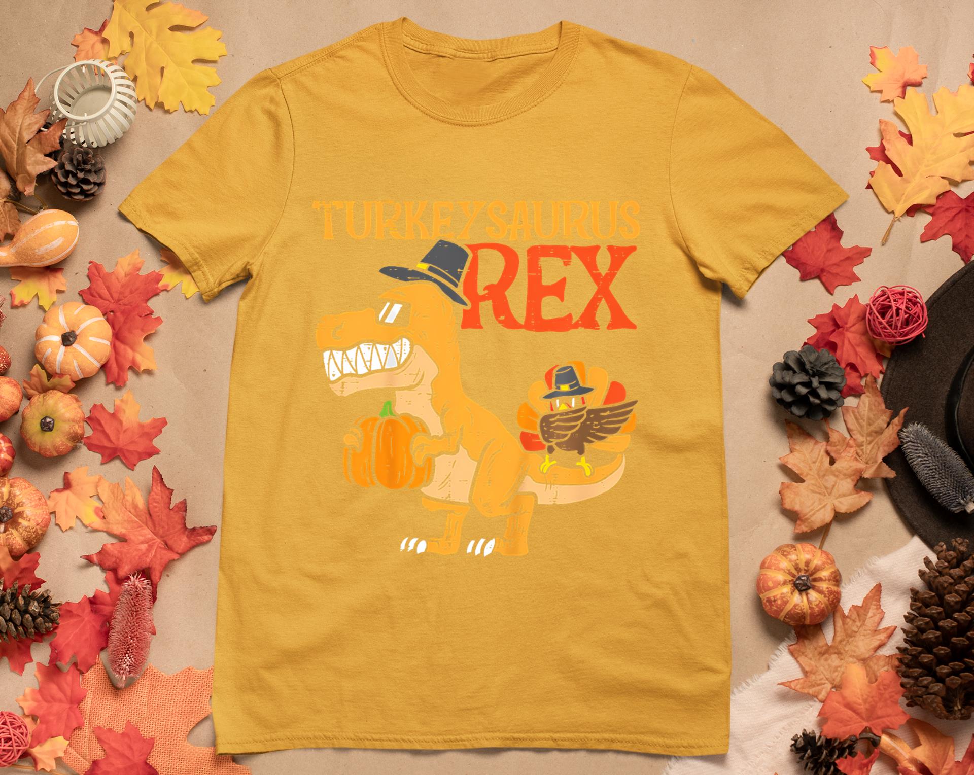 Turkeysaurus Rex Dab Turkey Dino Toddler Boys Thanksgiving T-Shirt