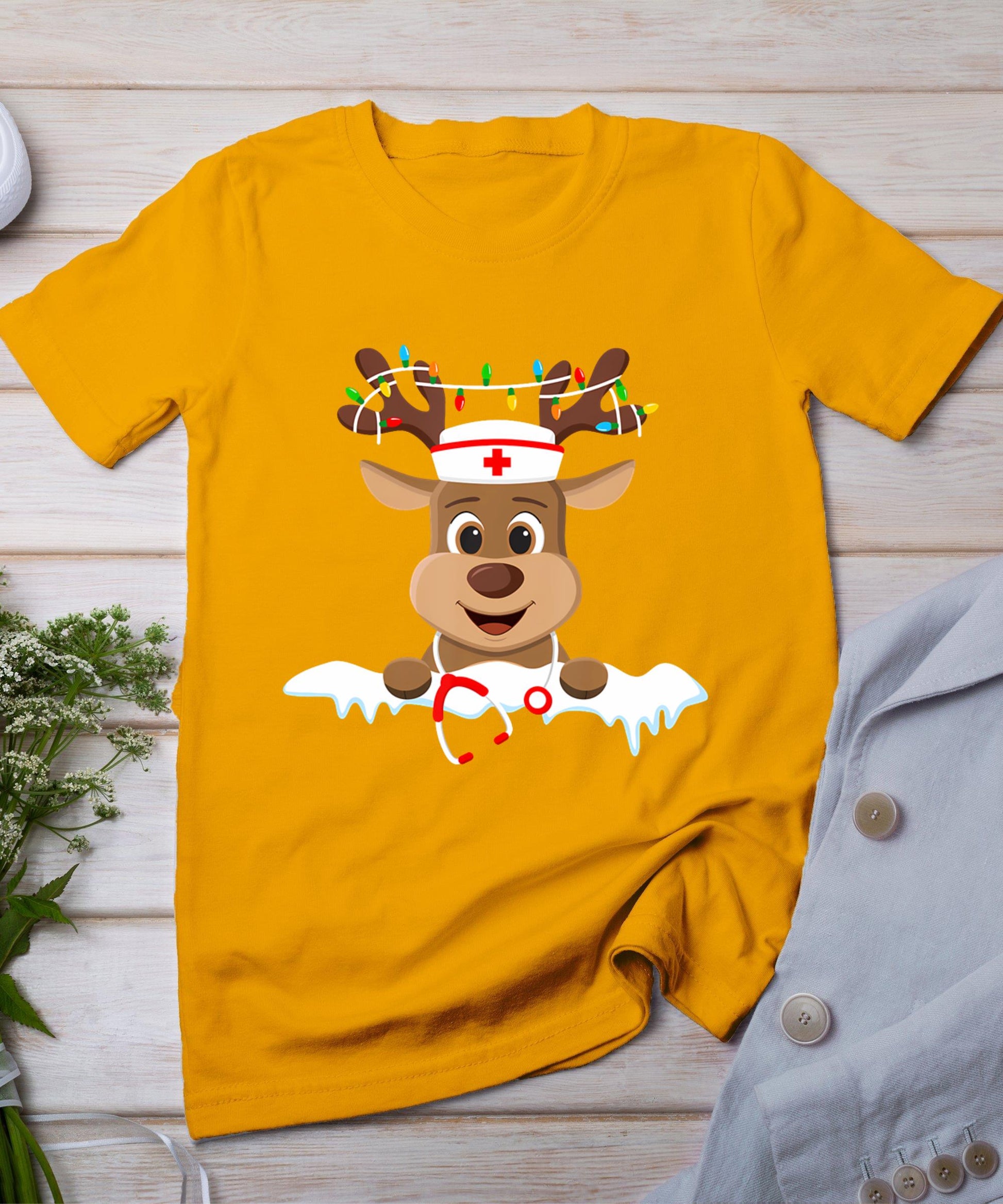 Christmas Nurse Love Nicu Rn Er Santa Reindeer Nurse Hat Elf T-Shirt