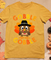 Cute Gobble Gobble Turkey Pilgrim Little Boys Thanksgiving T-Shirt