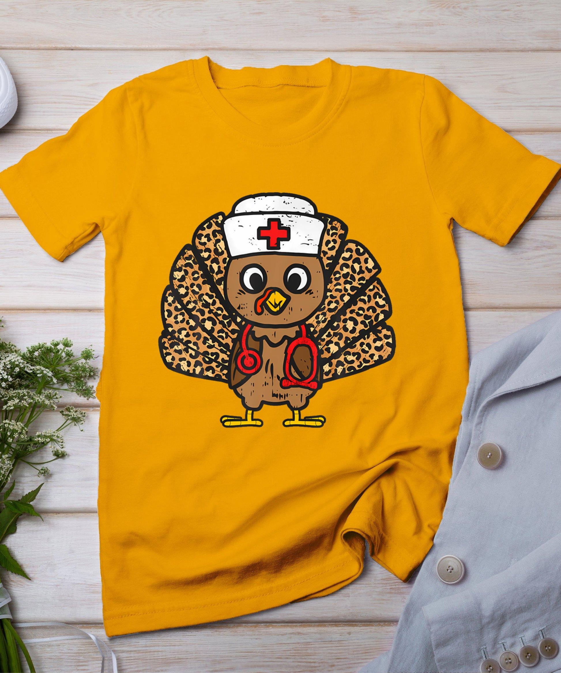 Turkey Nurse Stethoscope Thanksgiving Nurse Turkey Autumn T-Shirt