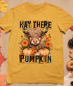 Hay There Pumkin Highland Cow Fall Autumn Thanksgiving T-Shirt