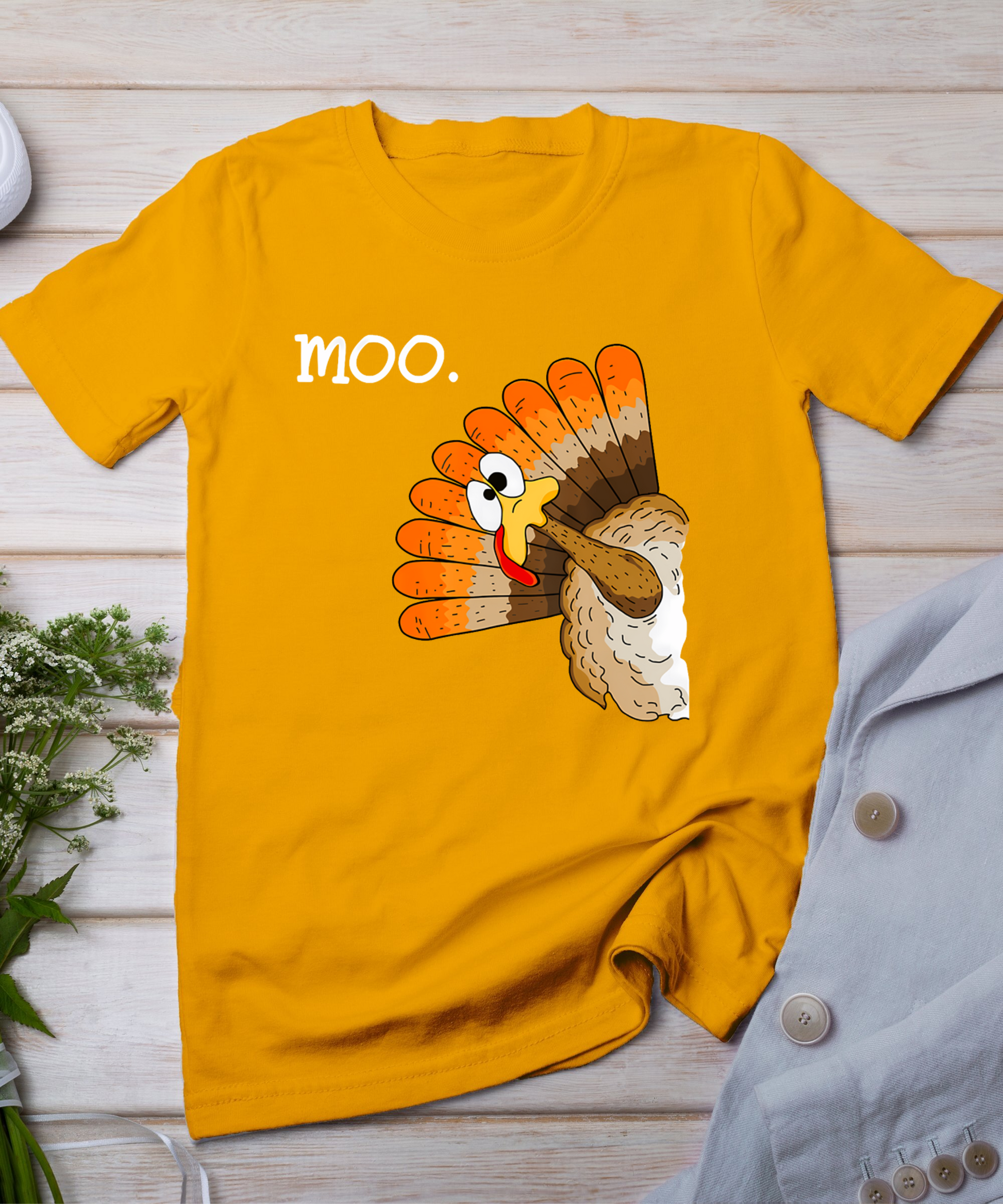 Turkey Moo Funny Thanksgiving T-Shirt