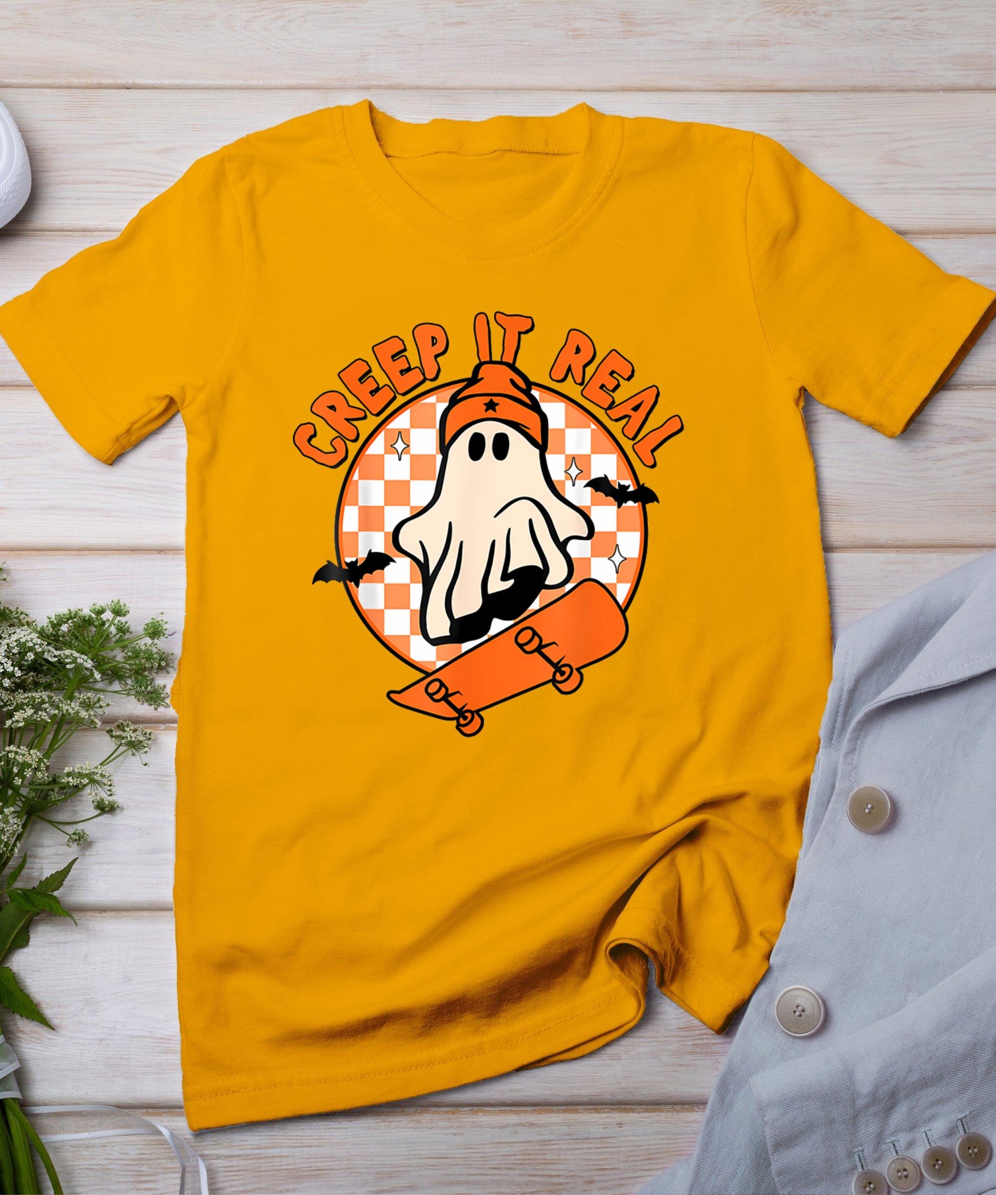 Vintage Retro Halloween Creep It Real Ghost Boy Fall Season T-Shirt