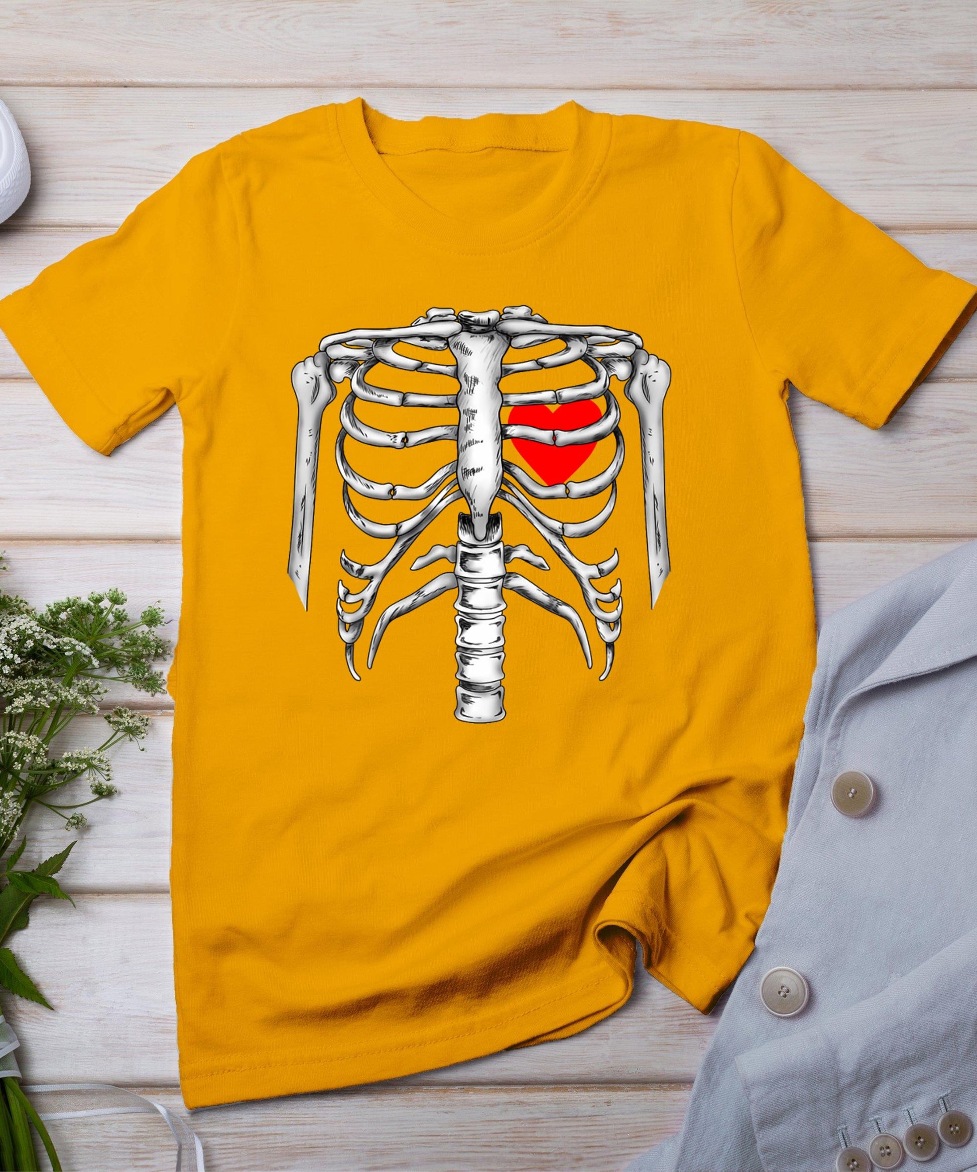 Skeleton Rib Cage Heart Xray Halloween Easy Costume T-Shirt