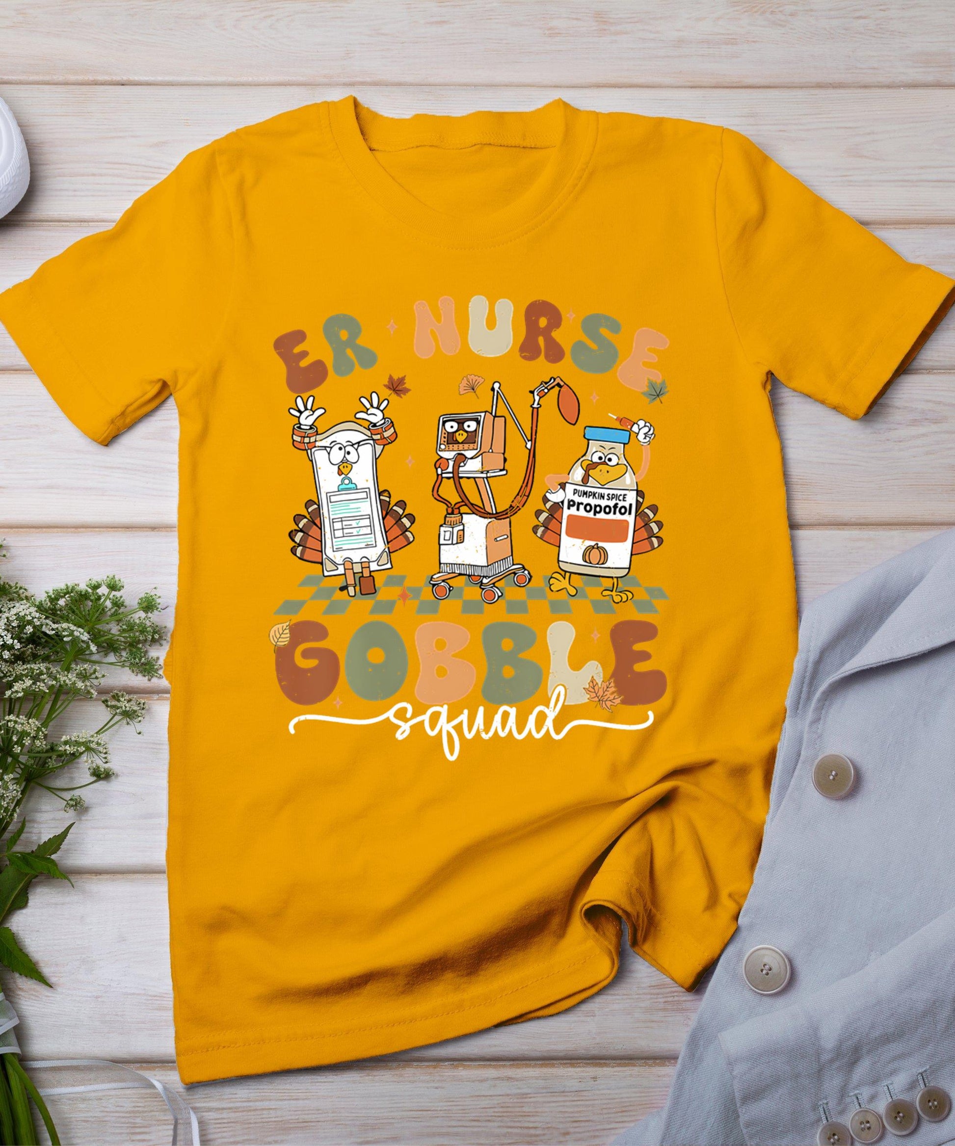 Er Nurse Gobble Squad Er Nurse Turkey Lover Thanksgiving T-Shirt