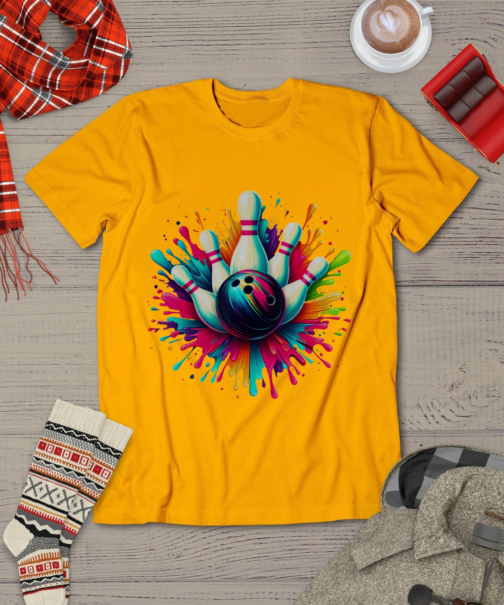 Colorful Bowling Game Day Bowling Cute Colorsplash Ball T-Shirt