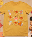 Retro Coquette Bow Teacher Fall Autumn Thanksgiving T-Shirt