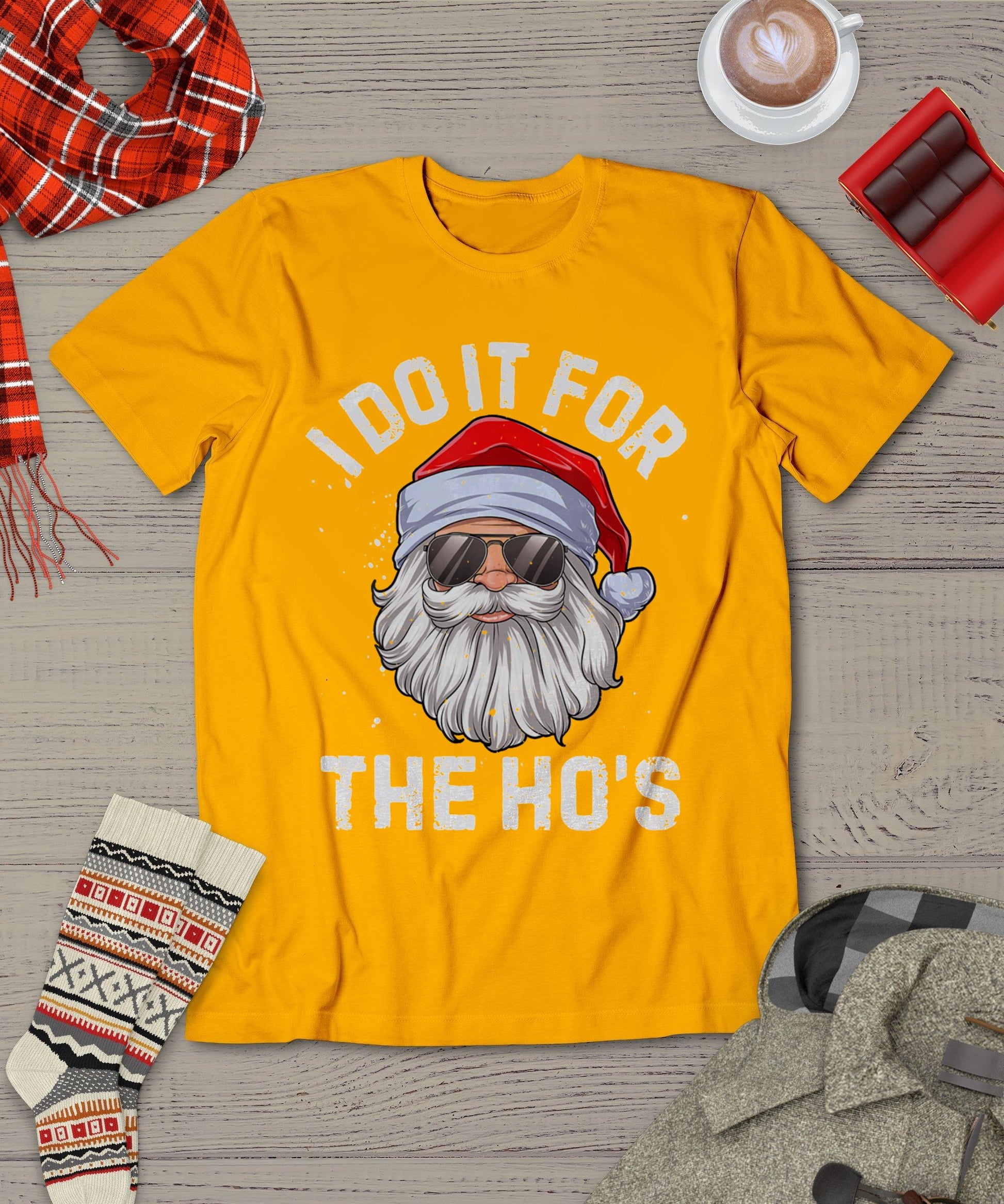 I Do It For The Ho's Funny Inappropriate Christmas Men Santa T-Shirt