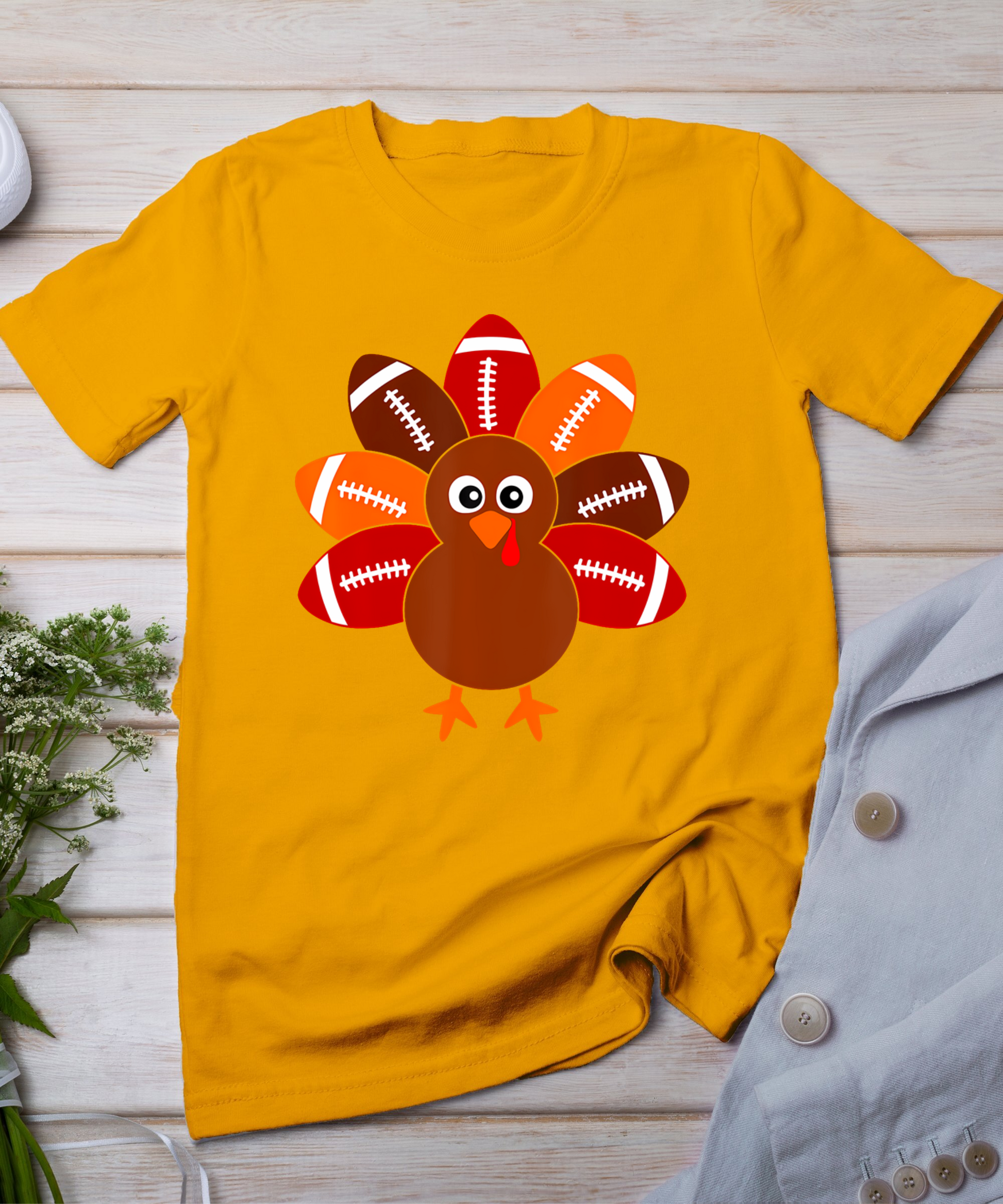 Football Turkey Balls Thanksgiving Shirt Boys Kids Men Women T-Shirt