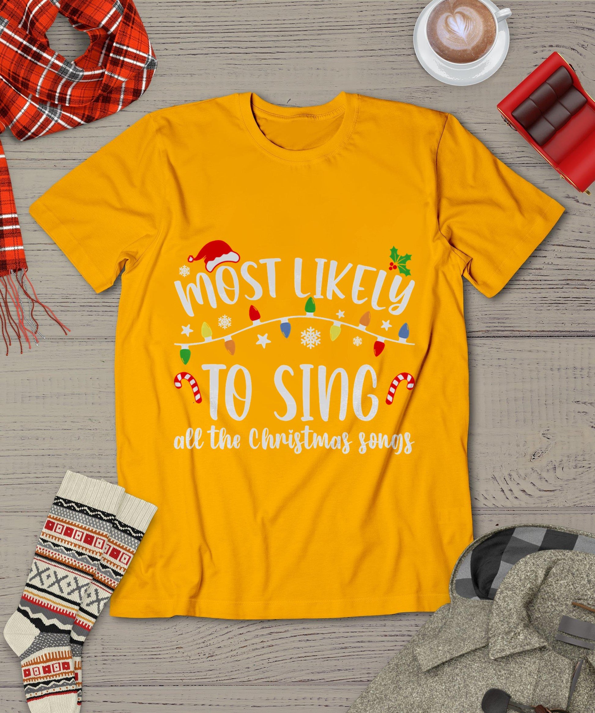 Most Likely To Sing All The Christmas Songs Family Matching T-Shirt