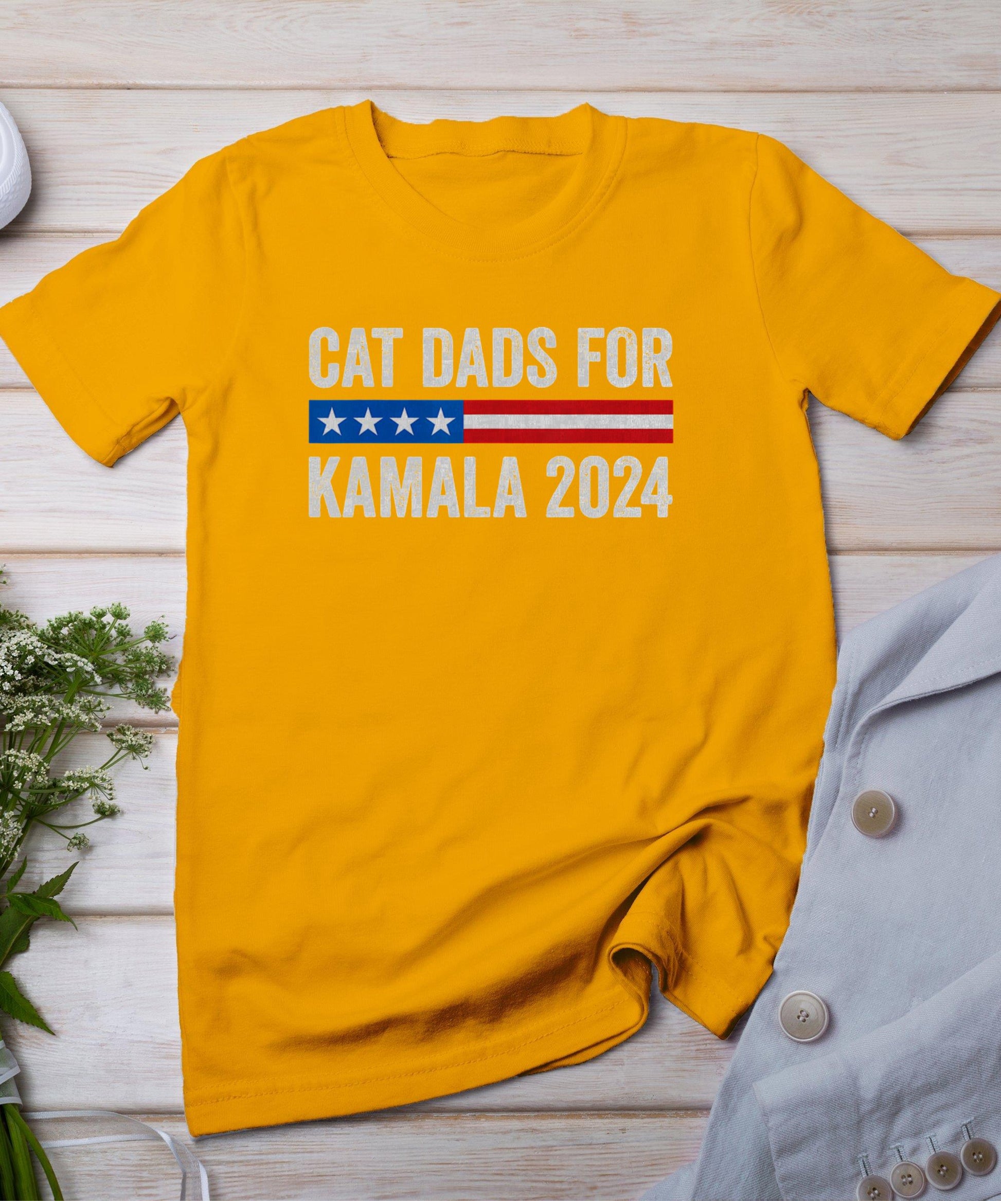 Cat Dads For Kamala Funny Cat Owner 2024 President Kamala T-Shirt