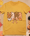 Retro Mama Coquette Bows Leopard Mom Fall Thanksgiving Women T-Shirt