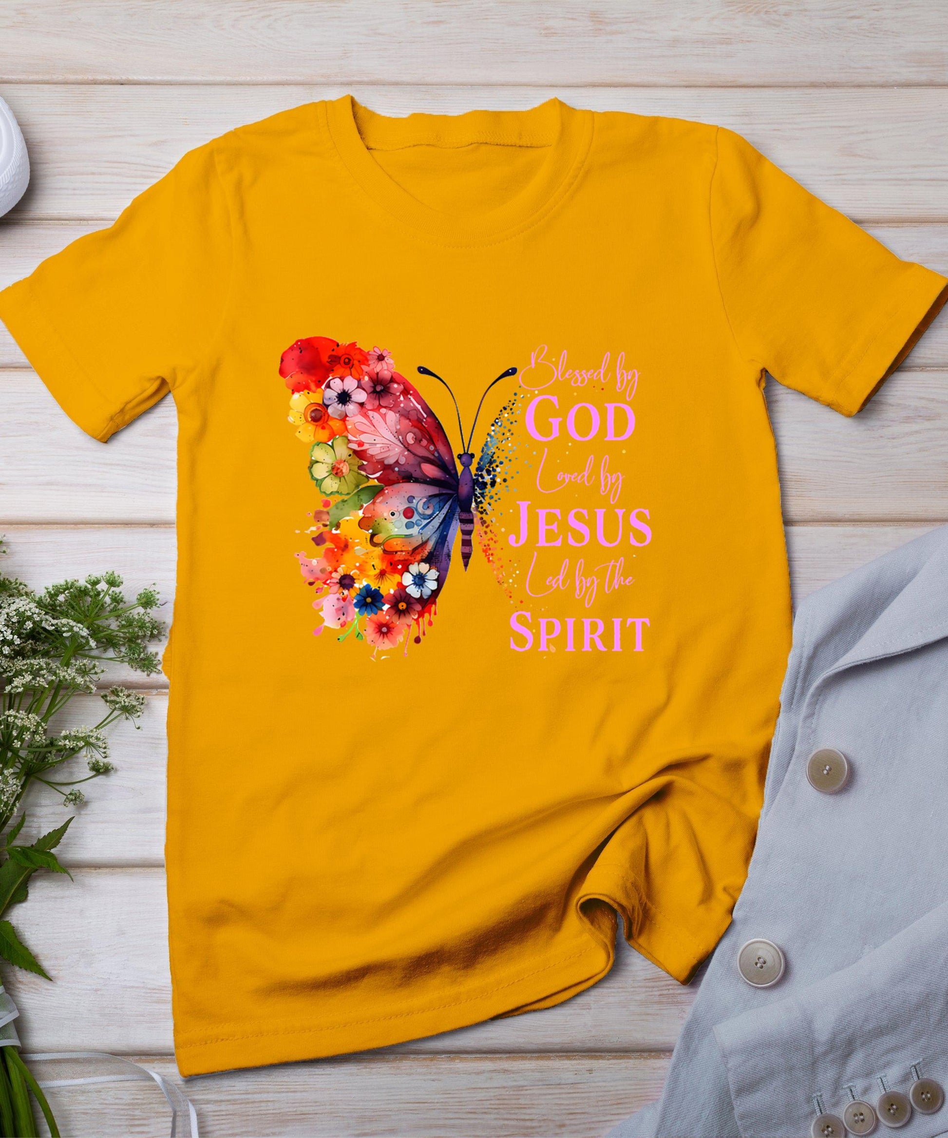 Blessed By God - Loved By Jesus Butterfly T-Shirt