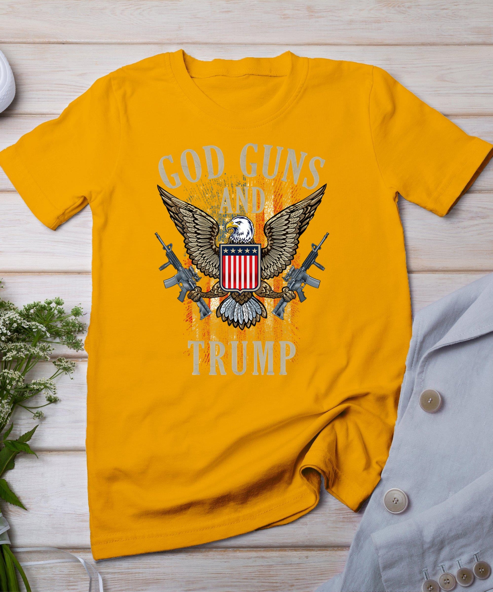 God Guns And Trump 2nd Amendment Flag Ar15 American Flag T-Shirt