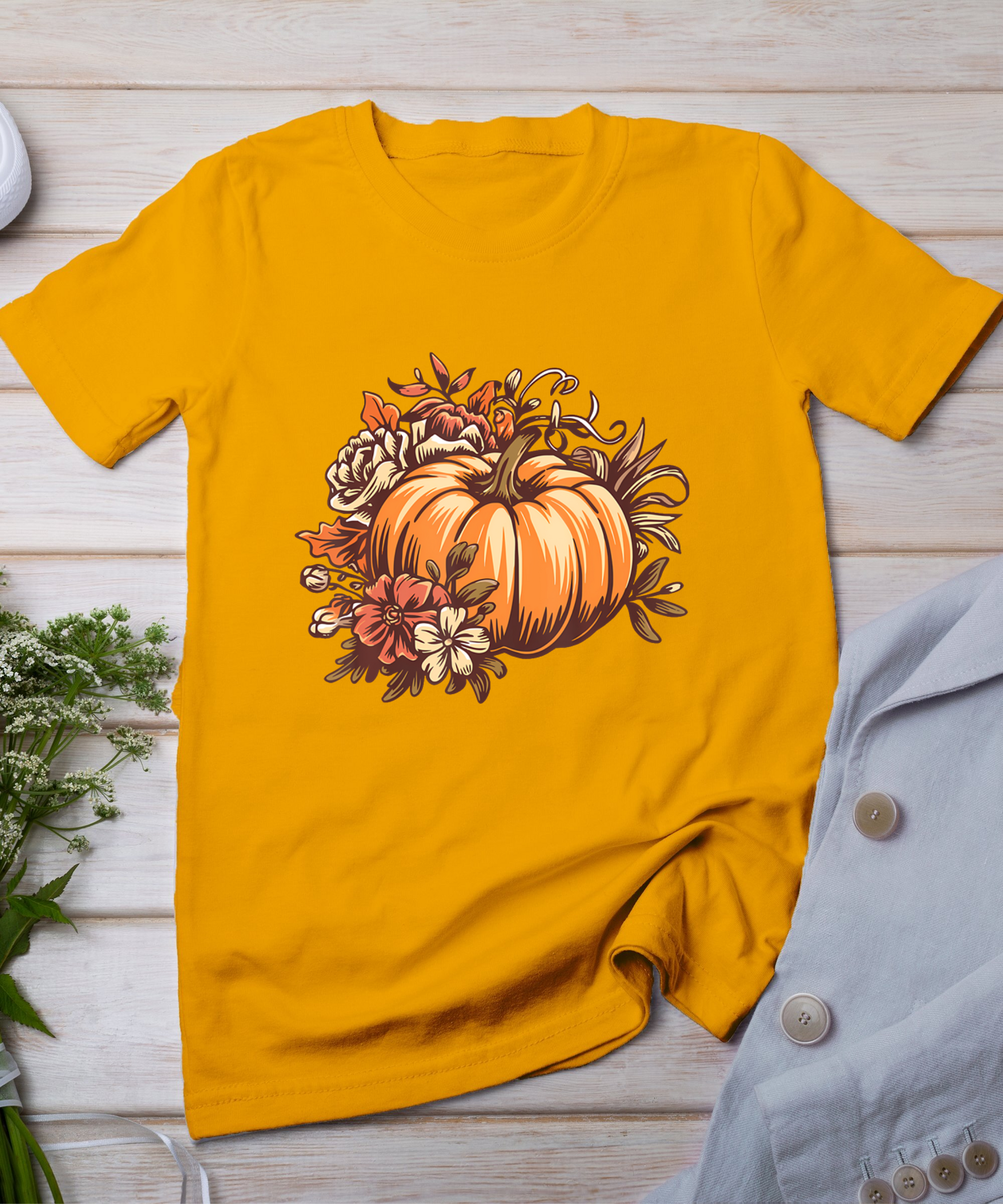 Fall Shirt Women Vintage Pumpkin Autumn Graphic Thanksgiving T-Shirt