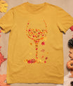 Glass Of Wine Maple Leaf Autumn Fall Funny Drink Wine Lovers T-Shirt