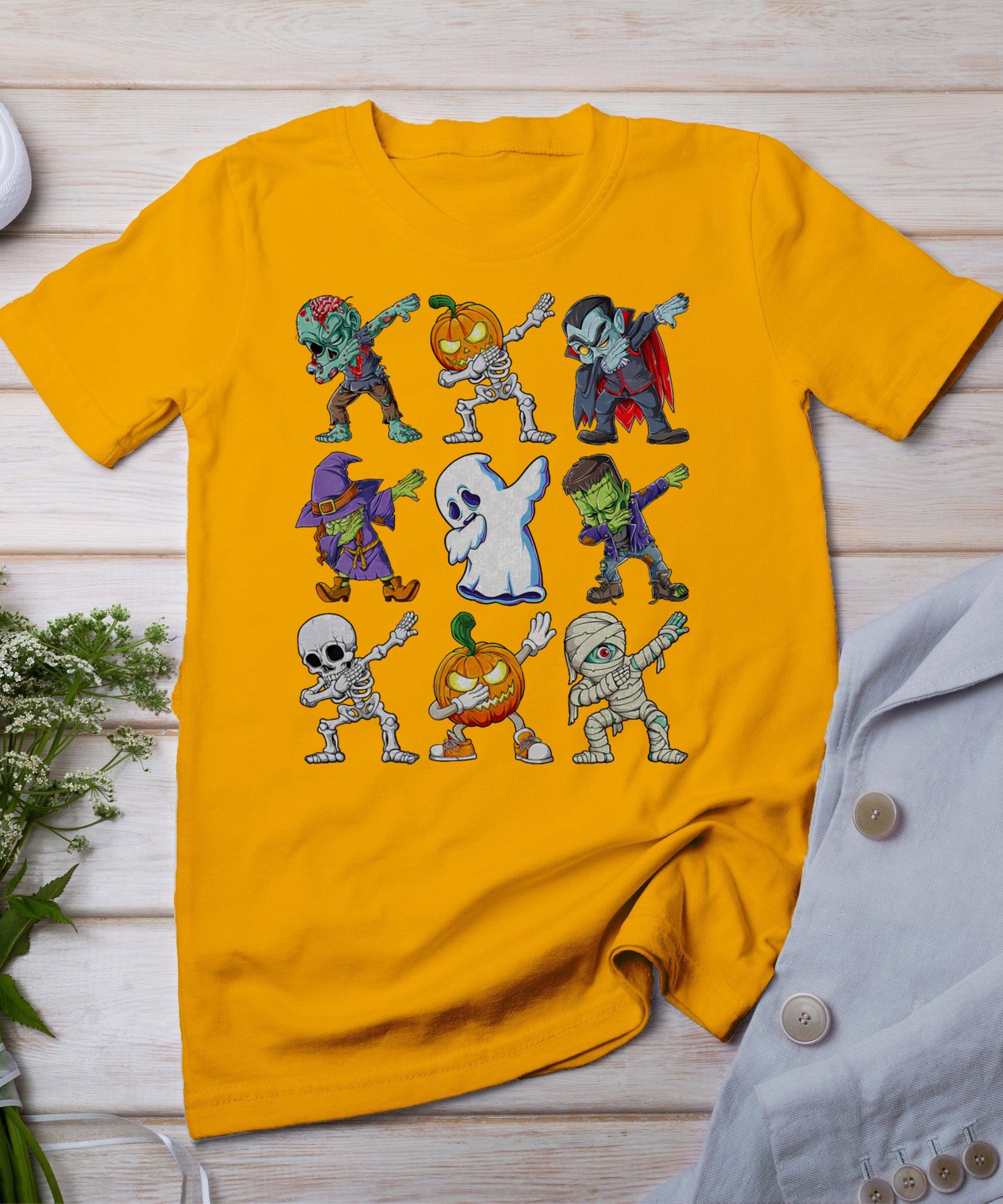 Dabbing Halloween Boys Skeleton Zombie Scary Pumpkin Mummy T-Shirt