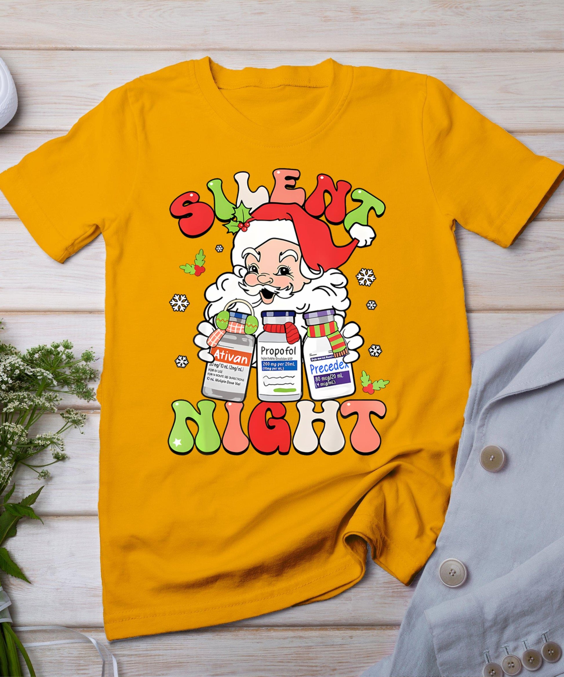 Retro Silent Night Icu Nurse Christmas Intensive Care Unit T-Shirt