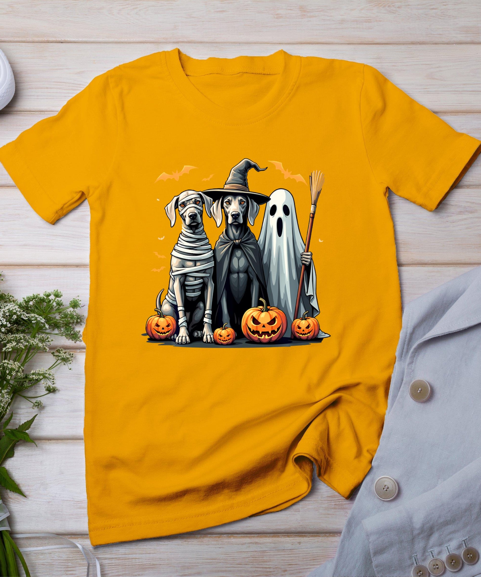 Weimaraner Halloween Costume Mummy Witch Ghost Dog Lover T-Shirt