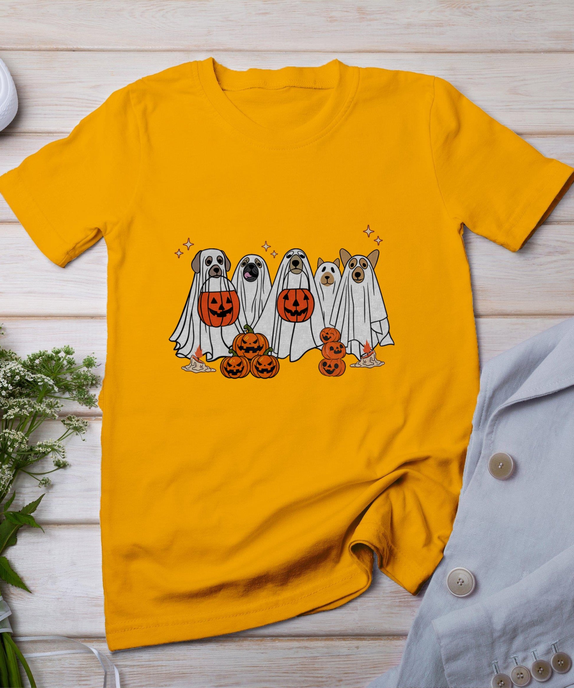 Dog Ghost Cute Dog Dressed As Ghost Funny Halloween Dog T-Shirt